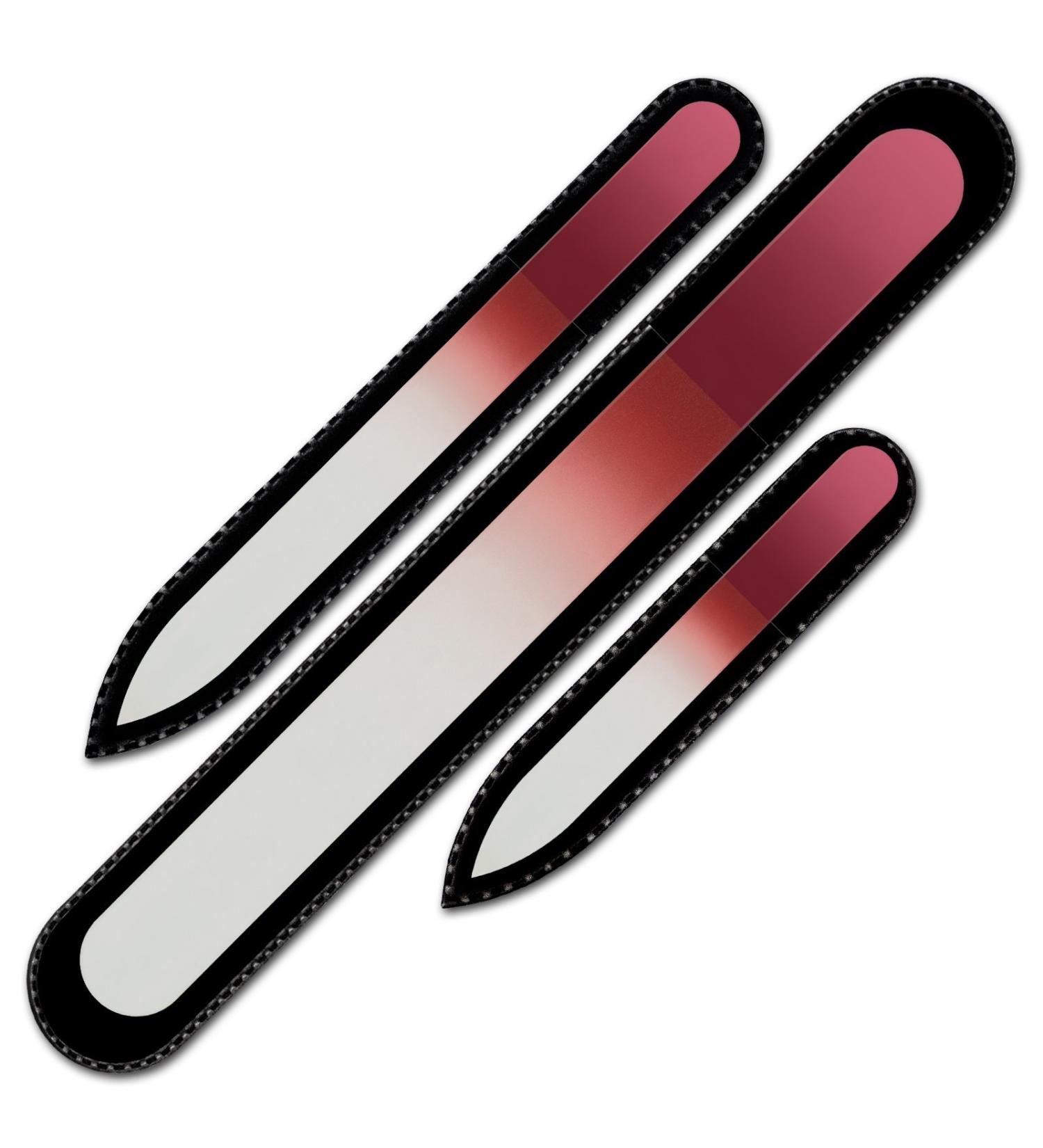 Glass file - Mont Bleu Set of 3 Crystal Nail Files in Pouch - Personalised gifts for women - Genuine Czech Tempered Glass - Handmade in Czech Republic - Glass Nail Files for Natural Nails Cayenne Red - Buy Online on GoSupps.com