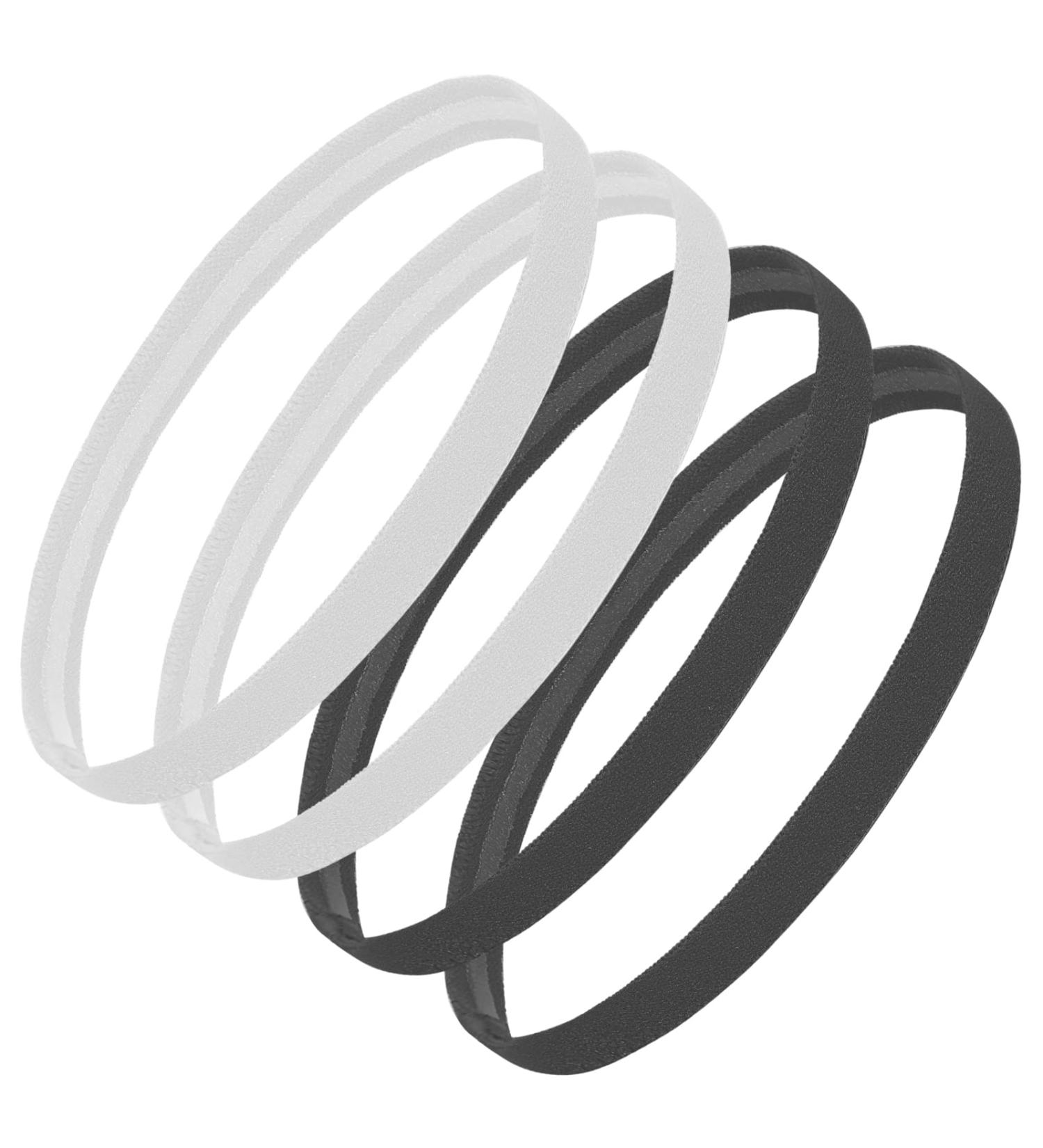 Sibba Elastic Sports Tirt Bands - 4 Pack Athletic Silicone Bands for Football Exercise & Mini Welding - 2 Black & 2 White - Buy Online on GoSupps.com