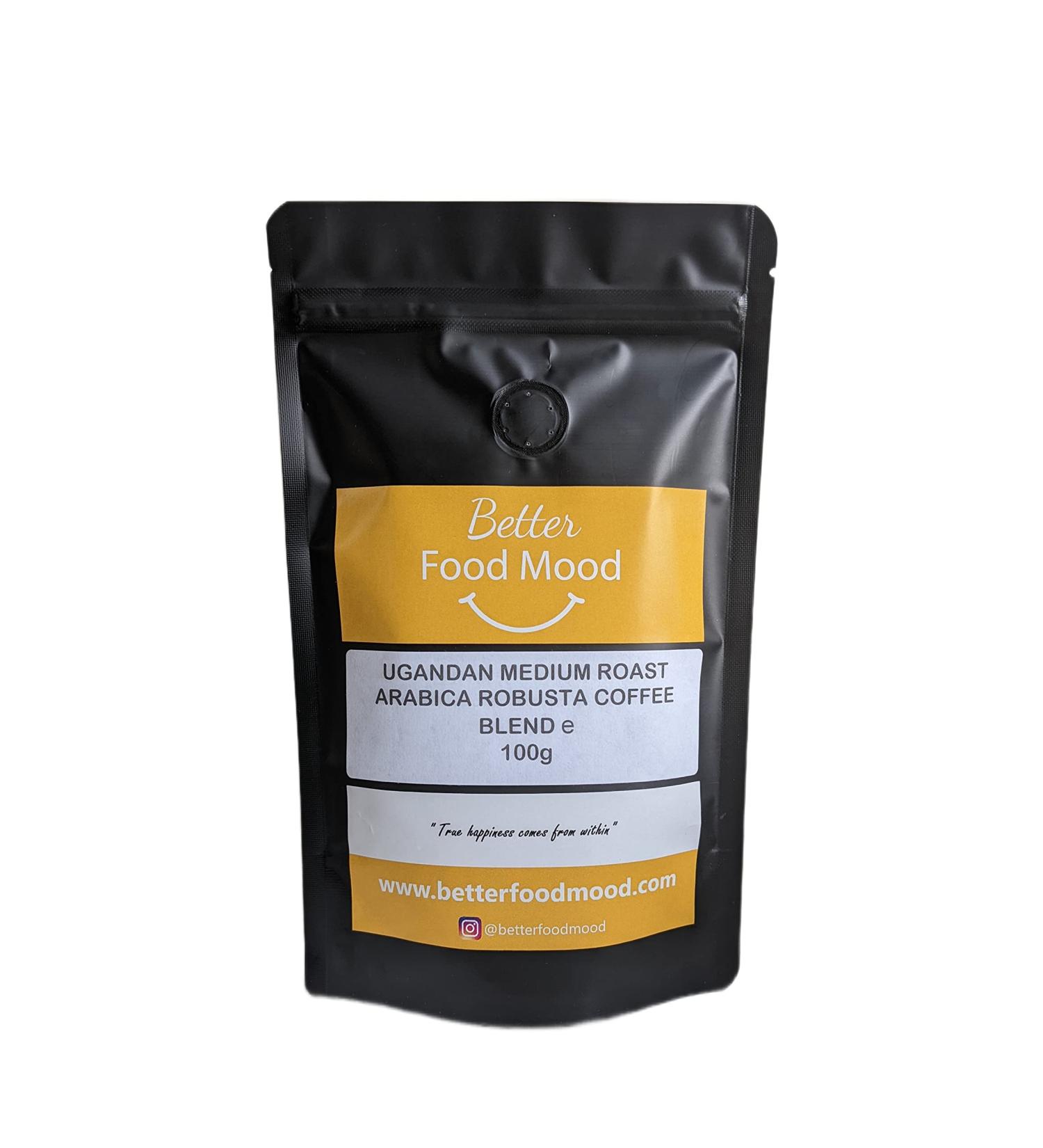 Ugandan Medium Roast 90% Arabica 10% Robusta Coffee Beans Blend 100g | Single Origin Mt. Elgon 100% Coffee Beans Sourced from Small Scale Farmers | Better Food Mood - Buy Online on GoSupps.com