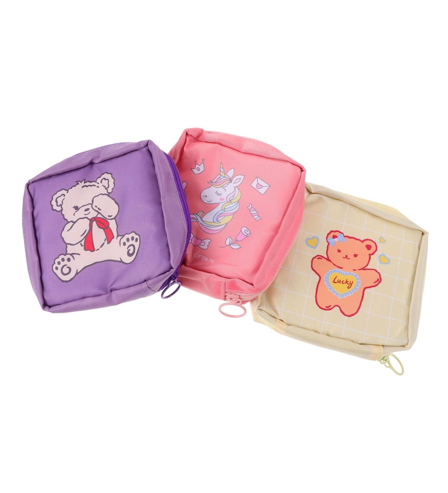 Healvian 3pcs Cute Aunt Towel Storage Bag Set | Travel Toiletry & Makeup Organizer | Period Pouch & Lipstick Carrying Bags | Large Capacity & Adorable Design - Buy Online on GoSupps.com