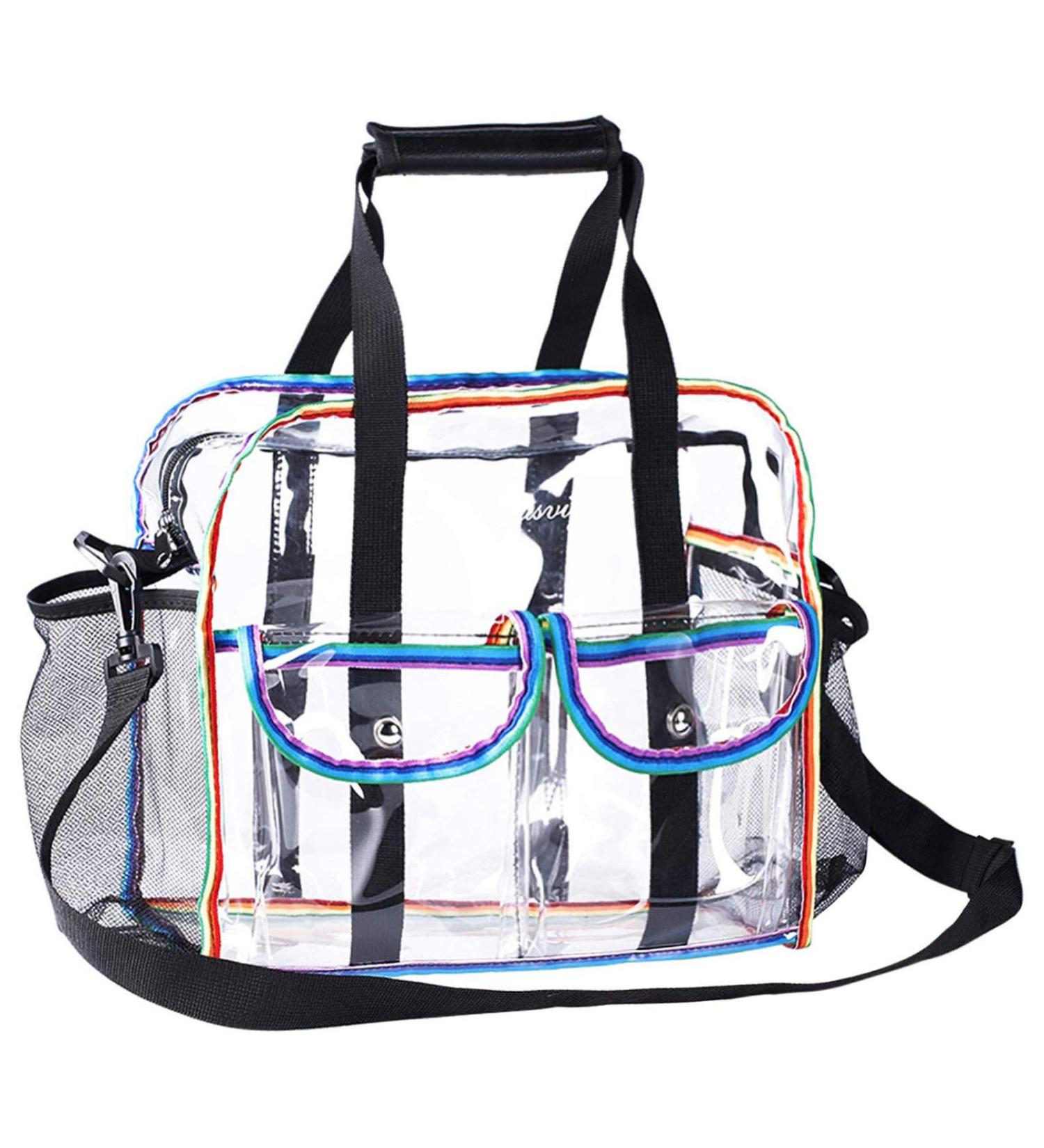 MOFASVIGI Clear Stadium Approved Tote Bag - Waterproof Transparent Rainbow Design for School, Concerts & Travel - Buy Online on GoSupps.com