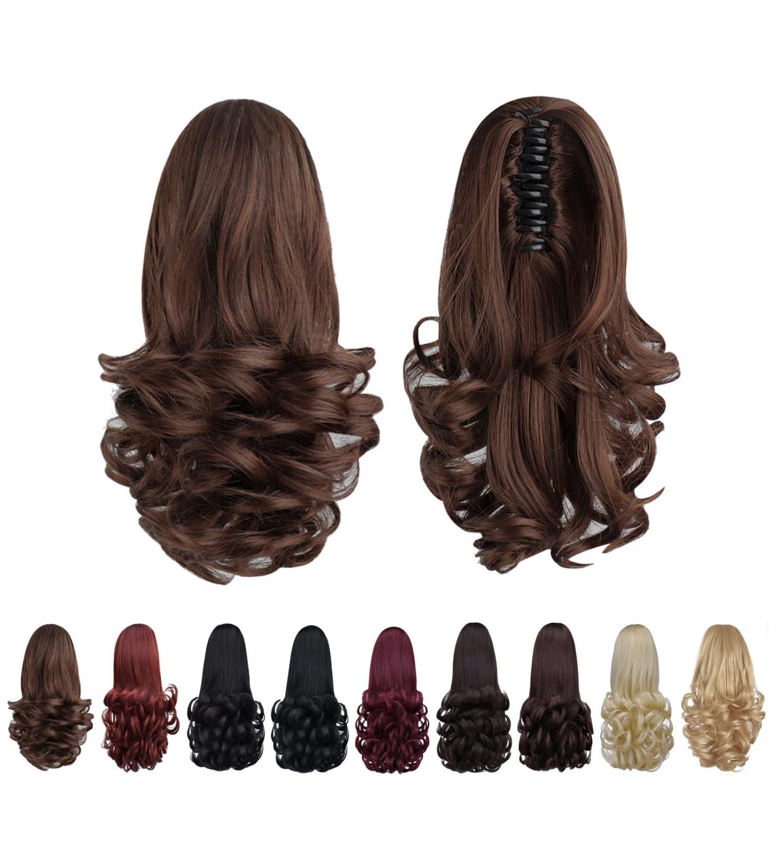 12in Curly Brown Ponytail Extension Claw Clip - Synthetic Fake Hair Extensions - Fluffy & Tangle-Free - Medium Brown Mix - 3.8 OZ - SYXLCYGG - Buy Online on GoSupps.com