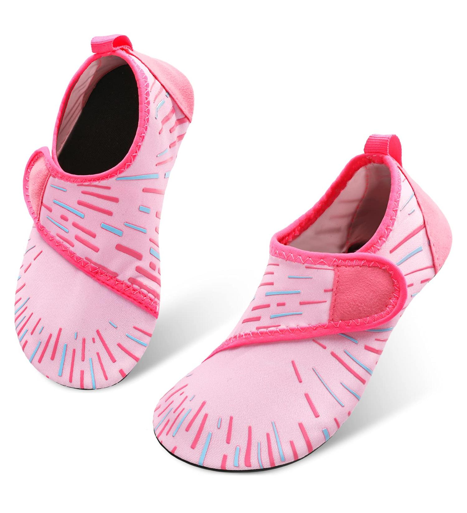 JIASUQI Kids Water Shoes - Quick Dry Aqua Socks for Beach & Pool | Easy Line in Pink - Size 2.5/3 UK Child - Buy Online on GoSupps.com