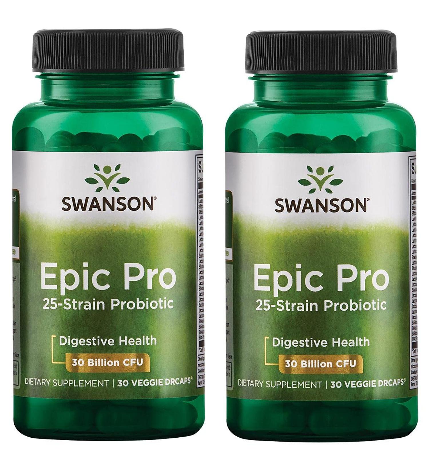 Swanson Epic-Pro 25-Strain Probiotic - 30 Capsules (2 Pack) | Digestive & Immune Support - Buy Online on GoSupps.com