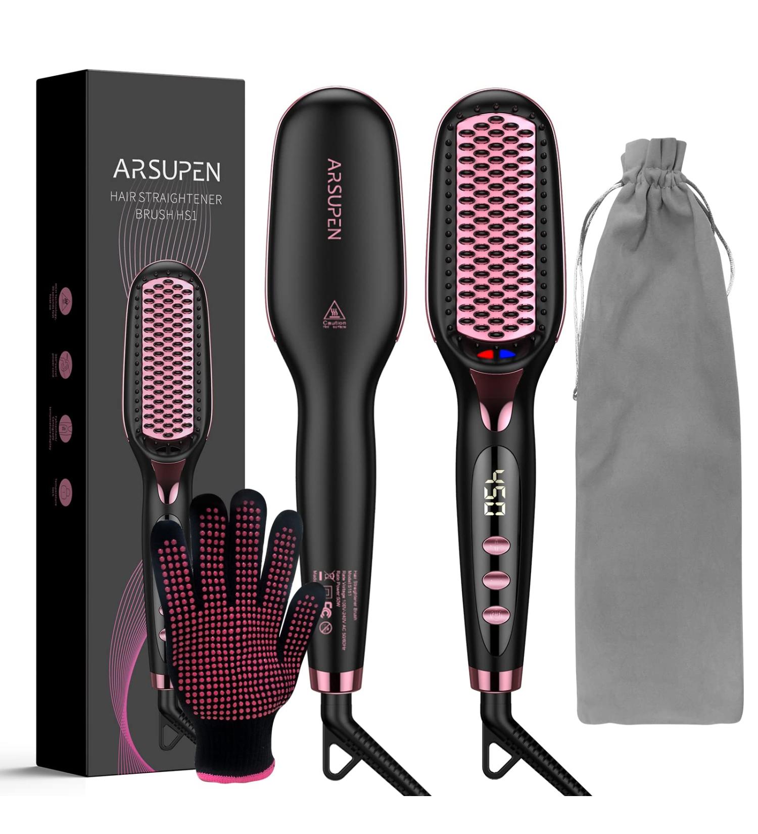 Hair Straightener Brush for Women - Anti-Scald Auto Temperature Lock & Auto-Off | MCH Ceramic Heating - International Shipping Available - Buy Online on GoSupps.com