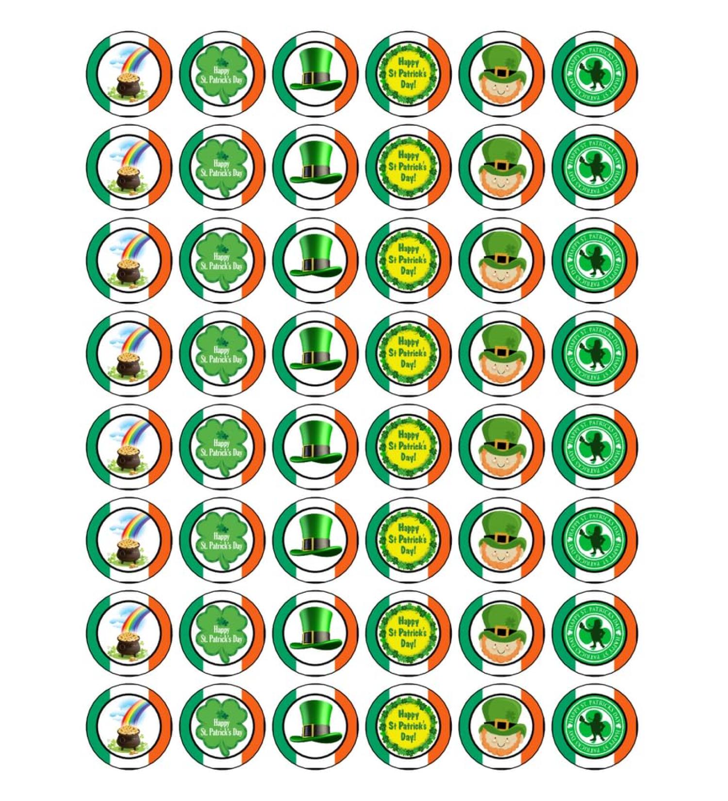 48x ST PATRICKS DAY EDIBLE PREMIUM CUPCAKE CAKE TOPPERS IRISH IRELAND D1