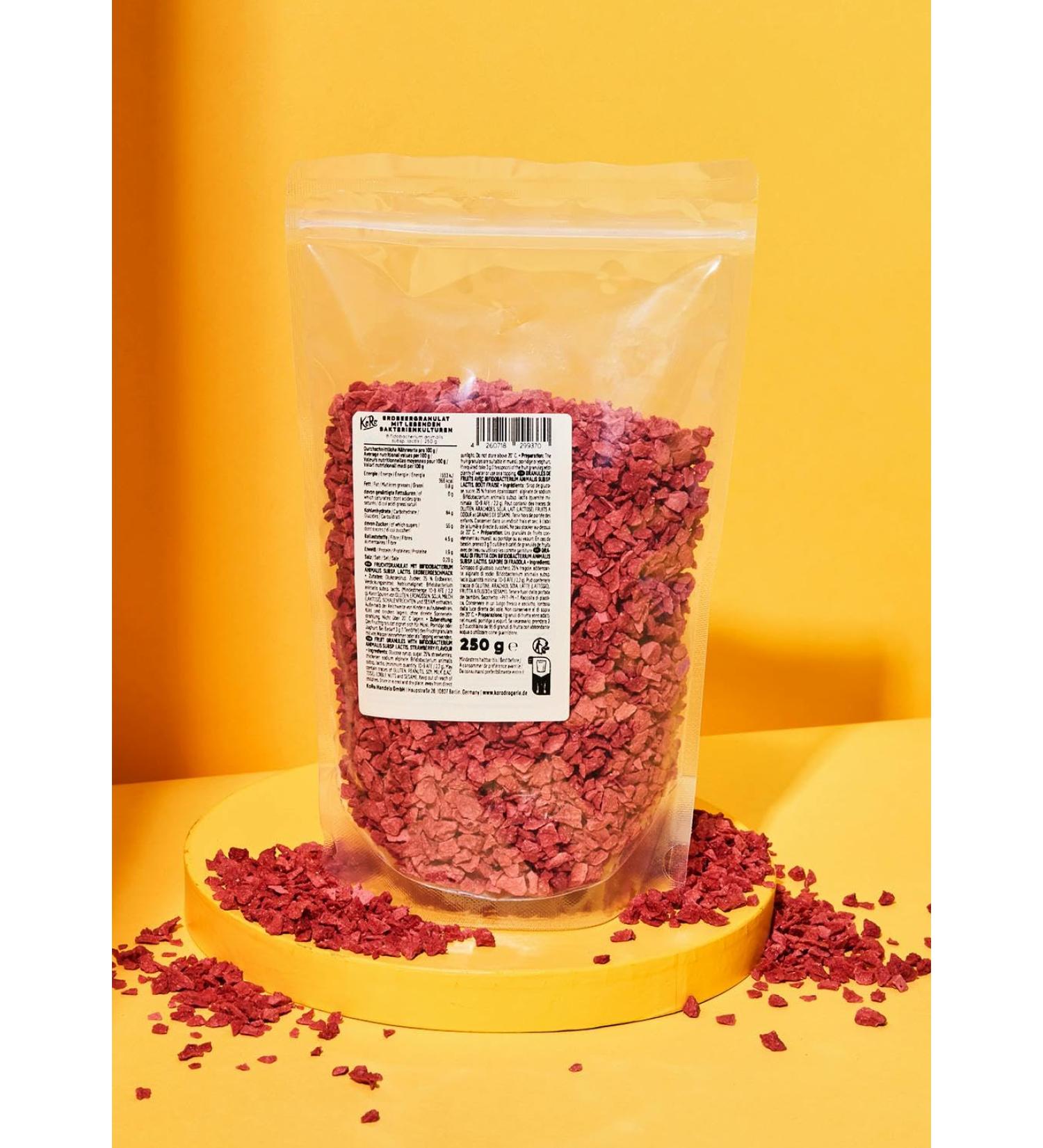 KoRo - Granules with bifidobacterium lactis strawberry taste 250 g - Buy Online on GoSupps.com