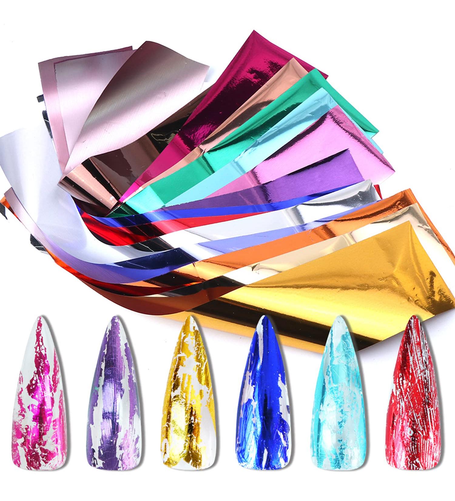 14 Colors Metallic Nail Foil Transfer Stickers - Holographic Effect Nail Art Accessories | Gold, Silver, Matte Transfer Foils - Nail Decals for Manicure Decoration - Buy Online on GoSupps.com