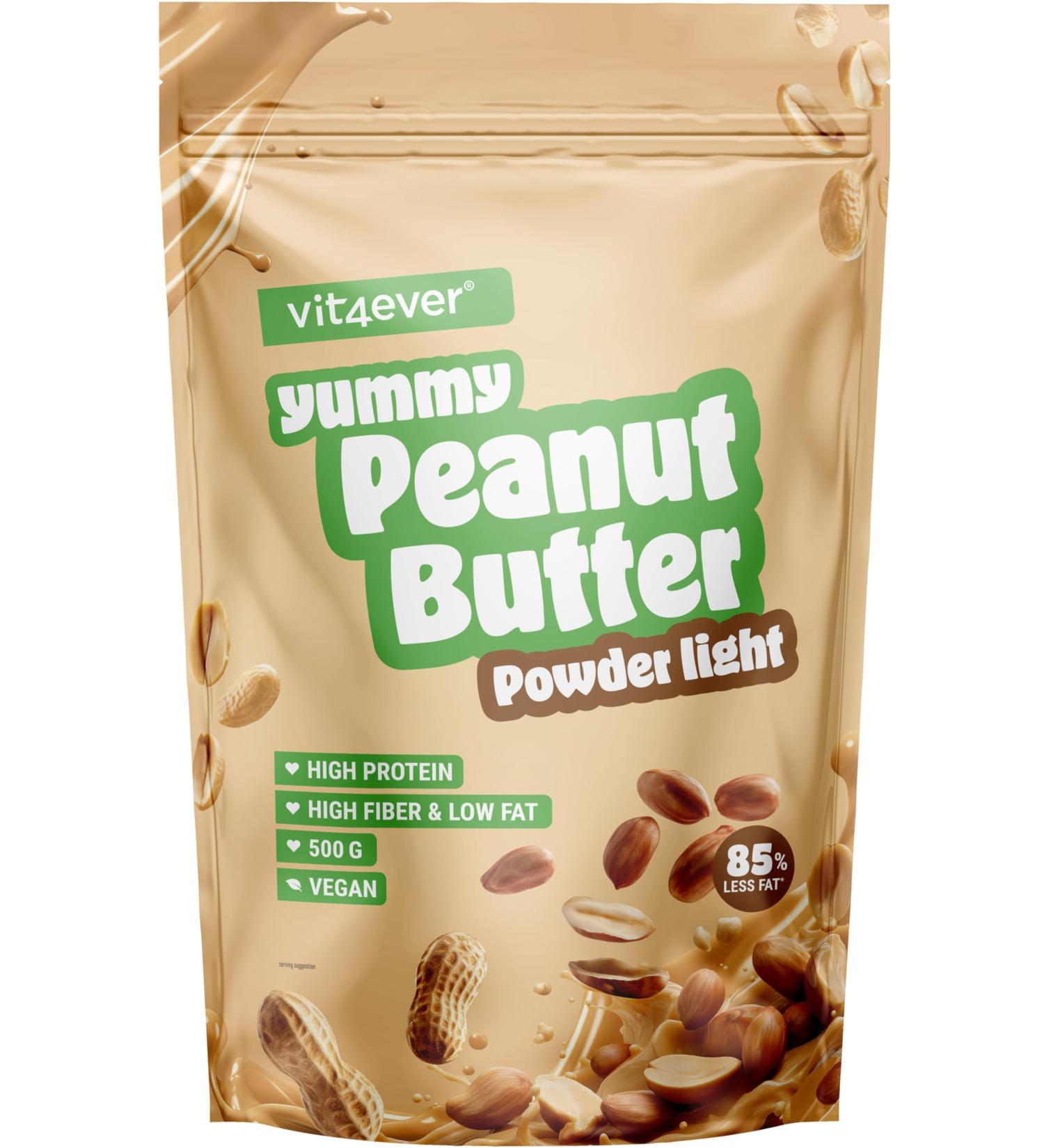 Beurre de cacahu tes light en poudre 500g - Powdered Peanut Butter 85% moins gras sans sucre - Cr me de beurre de cacahu tes au go t d licieux - Vit4ever - Buy Online on GoSupps.com