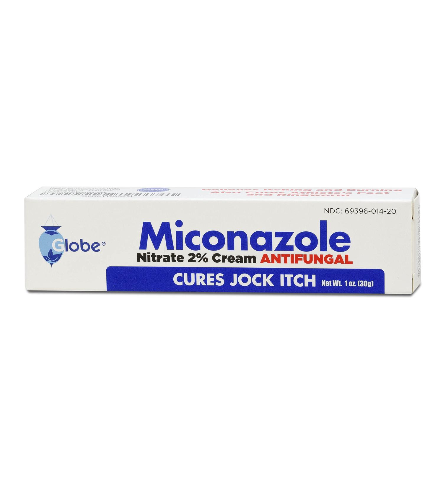 Globe Miconazole Nitrate 2% Antifungal Cream - 1oz Tube | Treats Athlete's Foot, Jock Itch, Ringworm - Buy Online on GoSupps.com