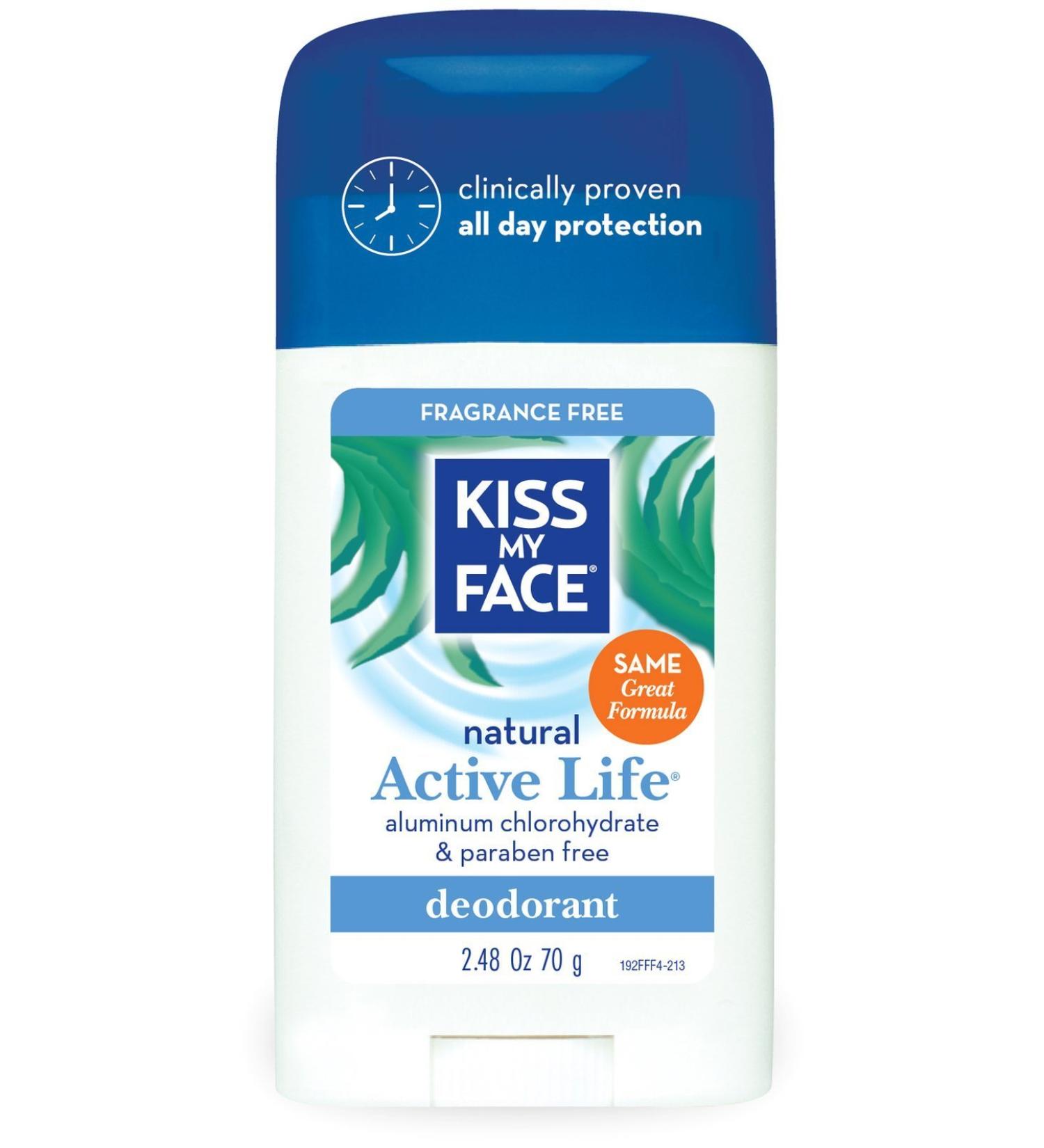Kiss My Face Aluminum & Paraben Free Active Life Deodorant Stick  Fragrance Free - 2.48 oz