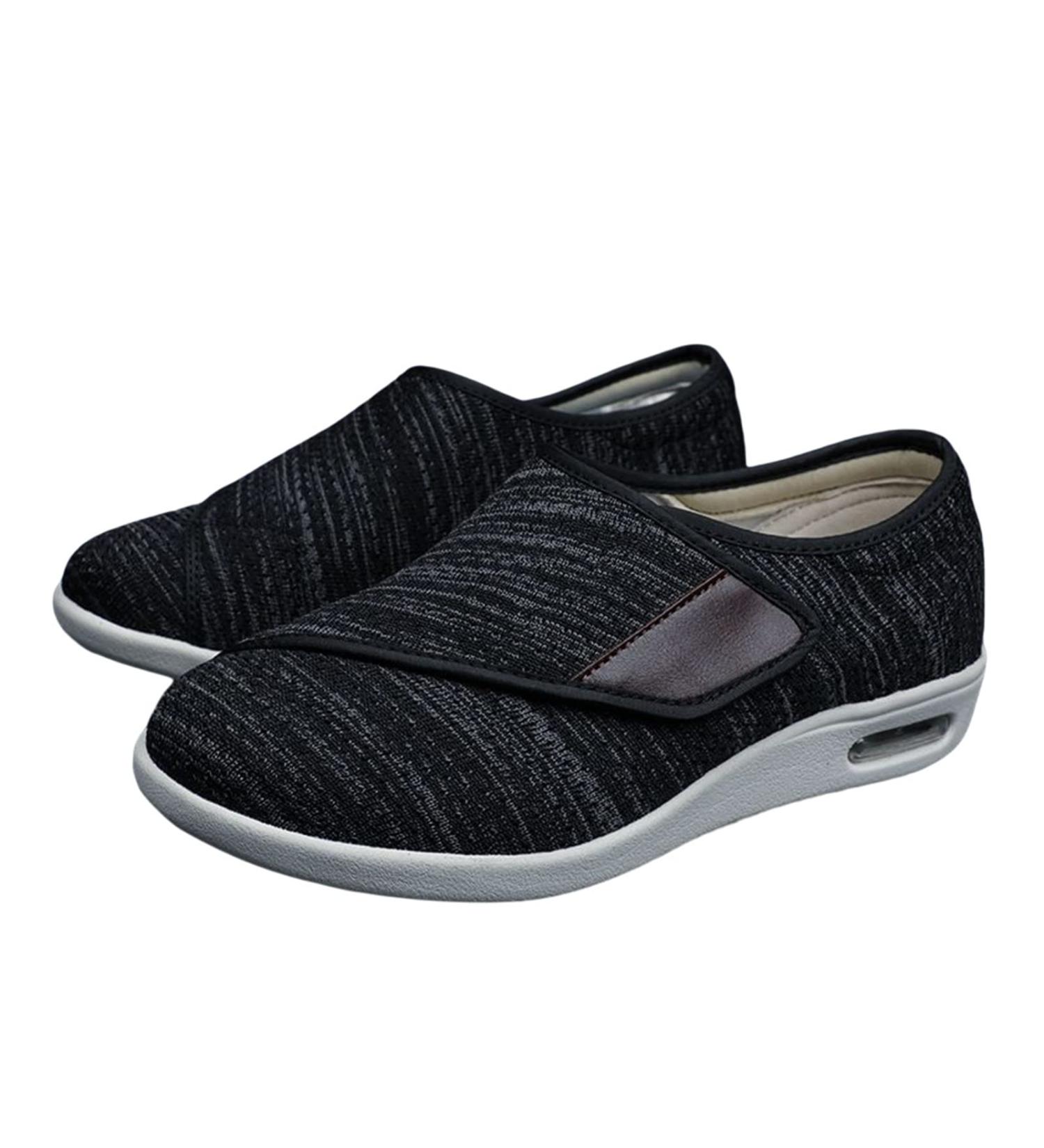 Men's Adjustable Diabetic Slipper Shoes - Lightweight Walking Shoes for Elderly - Black/Grey - Ideal for Edema, Arthritis, and Fasciitis - Buy Online on GoSupps.com