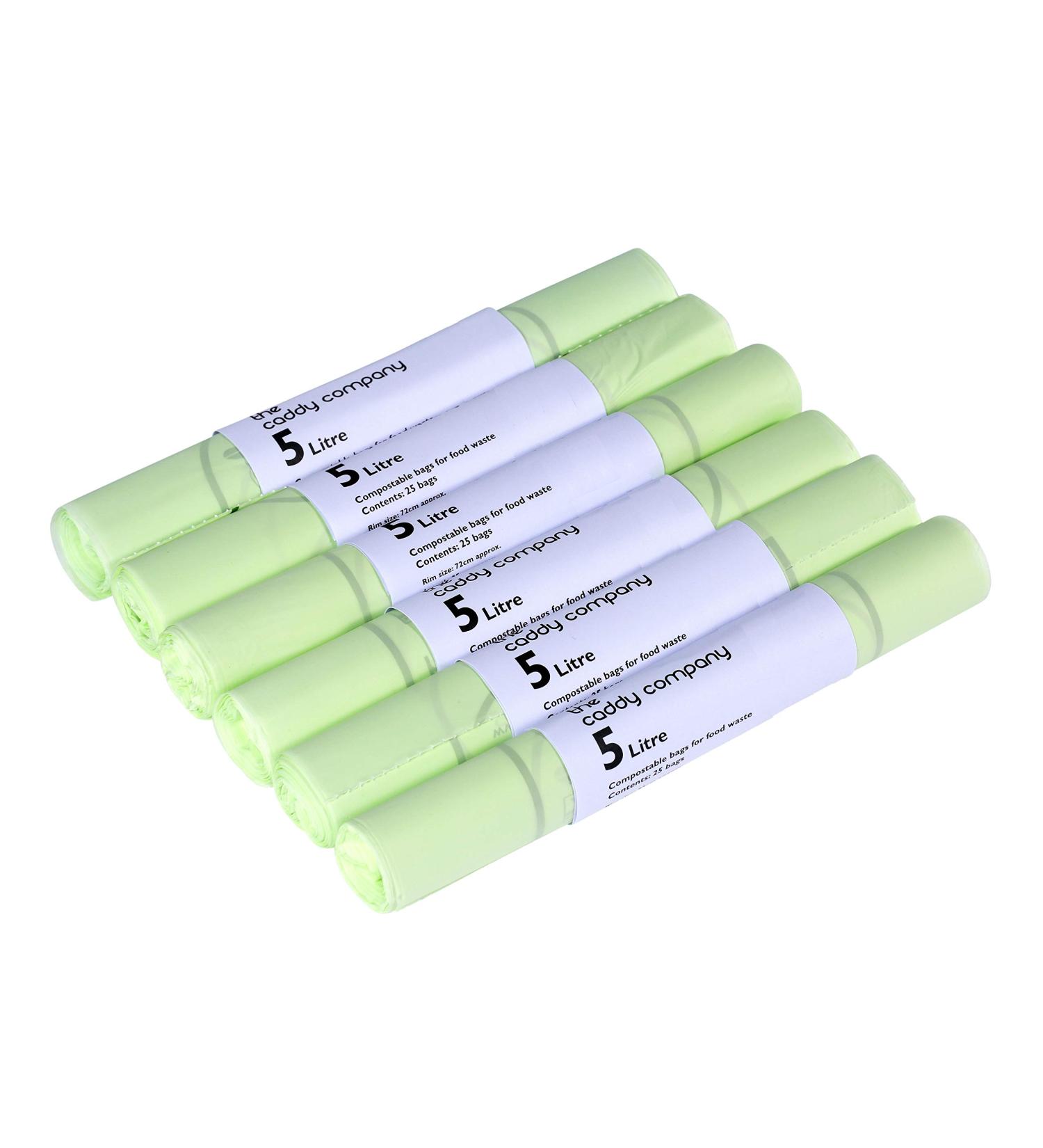 The Caddy Company Compostable Bin Liners 5 Litre 150 Bags Green Single