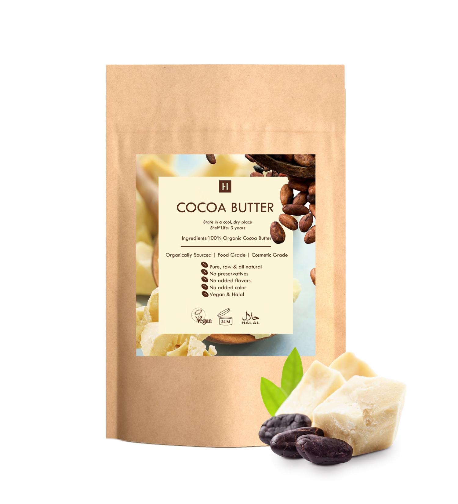 HalalEveryDay Raw Cocoa Butter 5 lb Food Grade & Cosmetic Grade Unrefined Organic Cocoa Butter Chunks for Baking Lotion Body Butter Lip Balm & DIY Skincare - Buy Online on GoSupps.com