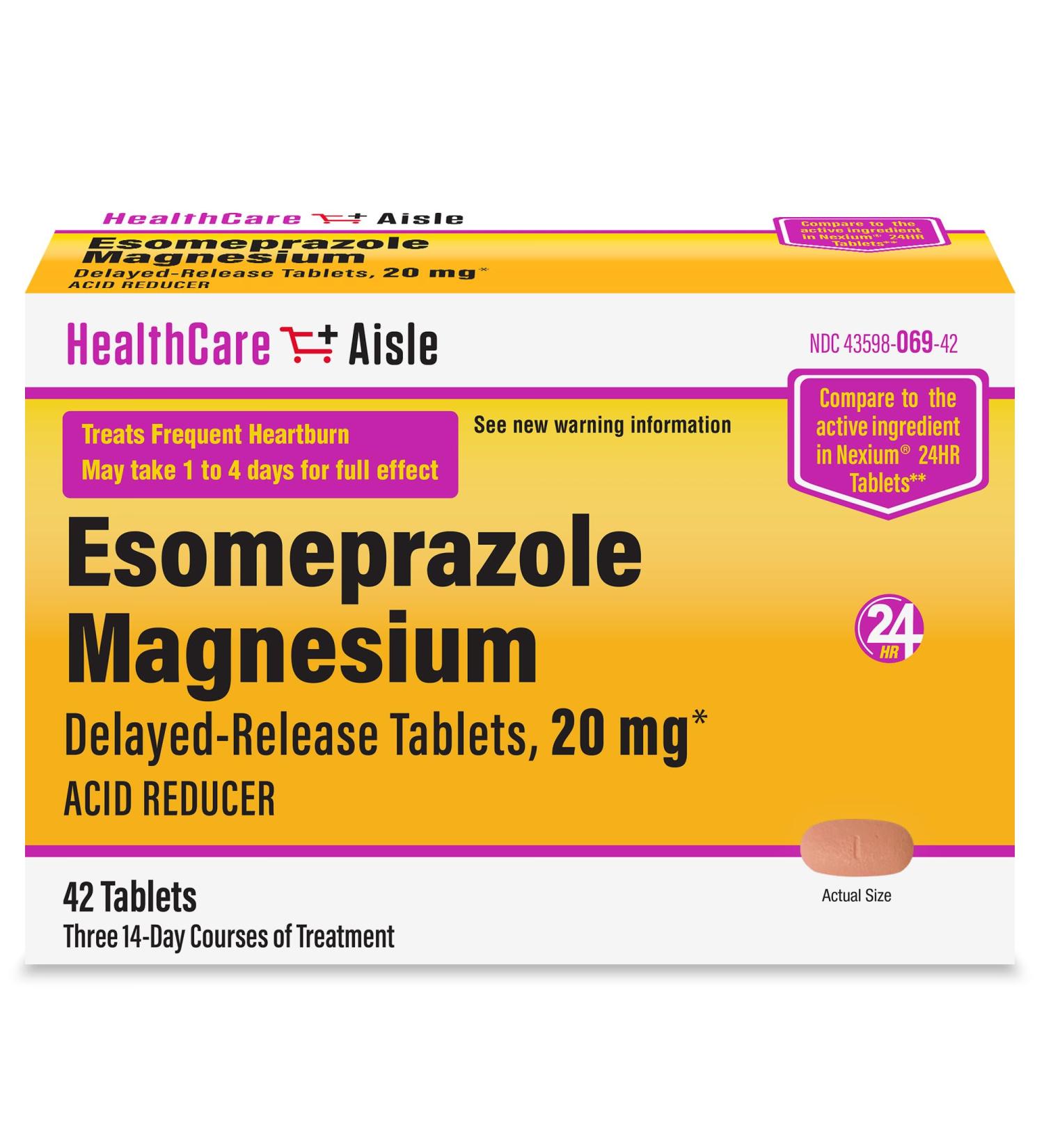 Esomeprazole Magnesium 20mg - 42 Count | HealthCareAisle Acid Reducer for Heartburn Relief - International Shipping Available - Buy Online on GoSupps.com