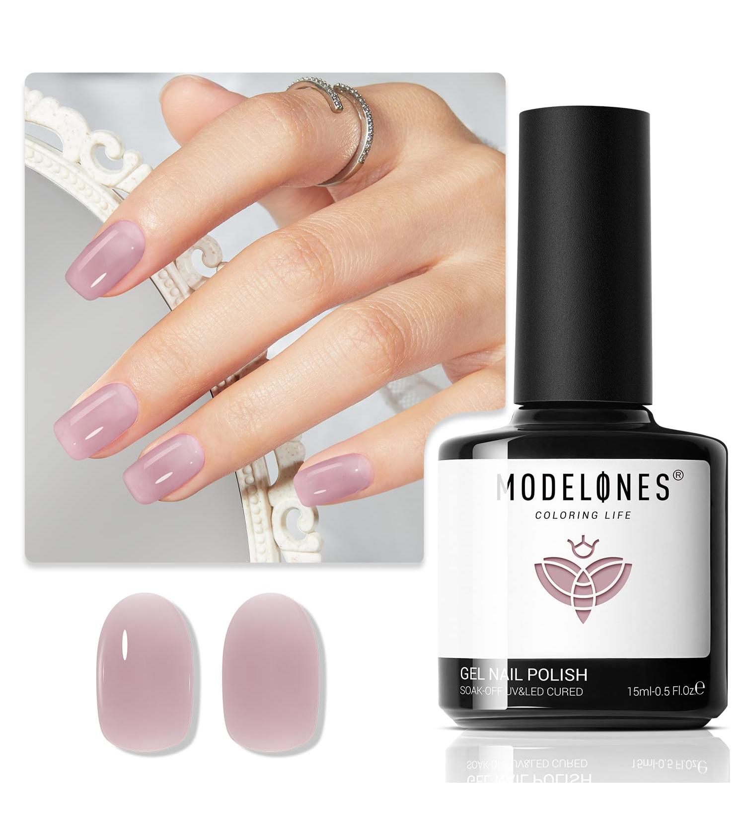 Modelones Jelly Gel Nail Polish 15ML Grey Pink Translucent Sheer Nude Colors Neutral Skin Tone Gel Polish Soak off U V LED Cured at Home Salon DIY French Manicure Nails Art Jelly Grey - Buy Online on GoSupps.com