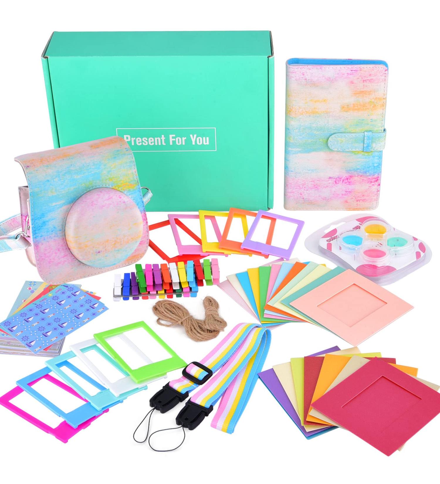 Sunmns Accessories Bundle Kit for Fujifilm Instax Mini 11 Camera - Case, Album, Film Stickers, Frames, Filters, Strap (Rainbow) - Buy Online on GoSupps.com