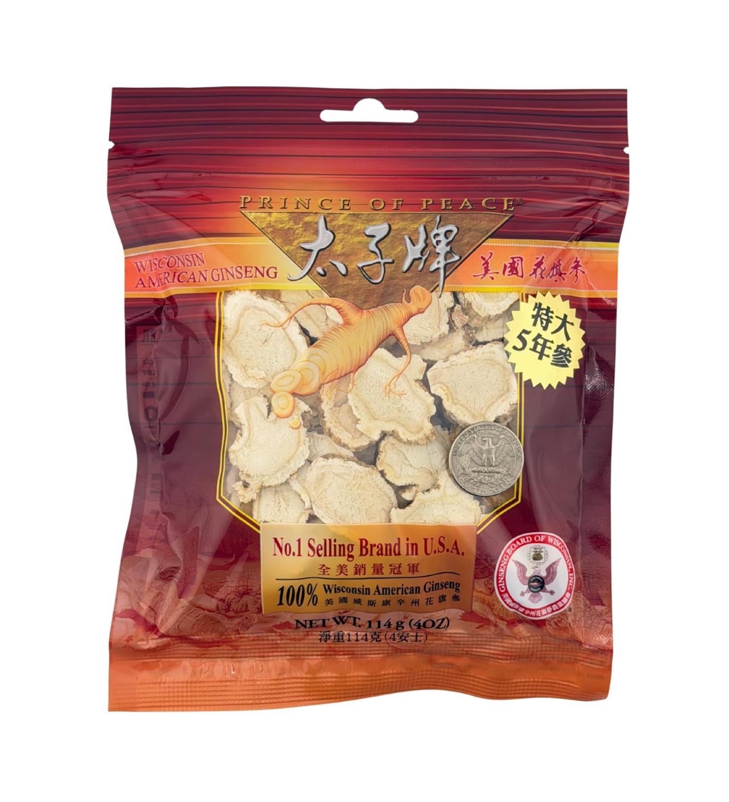 Prince Of Peace Wisconsin American Ginseng 5 Year Root Slices 4oz - Buy Online on GoSupps.com