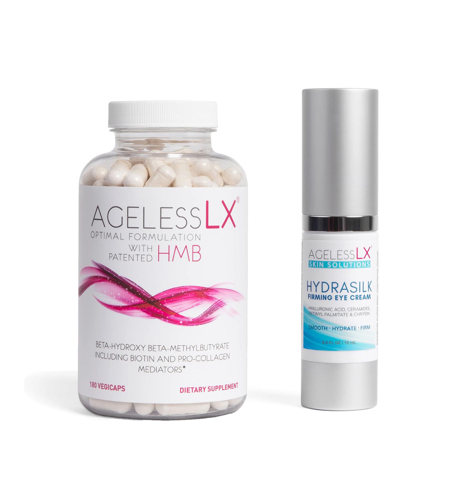 AgelessLX Supplement Capsule for Women with HMB Hydrasilk Eye Cream Bundle - Buy Online on GoSupps.com