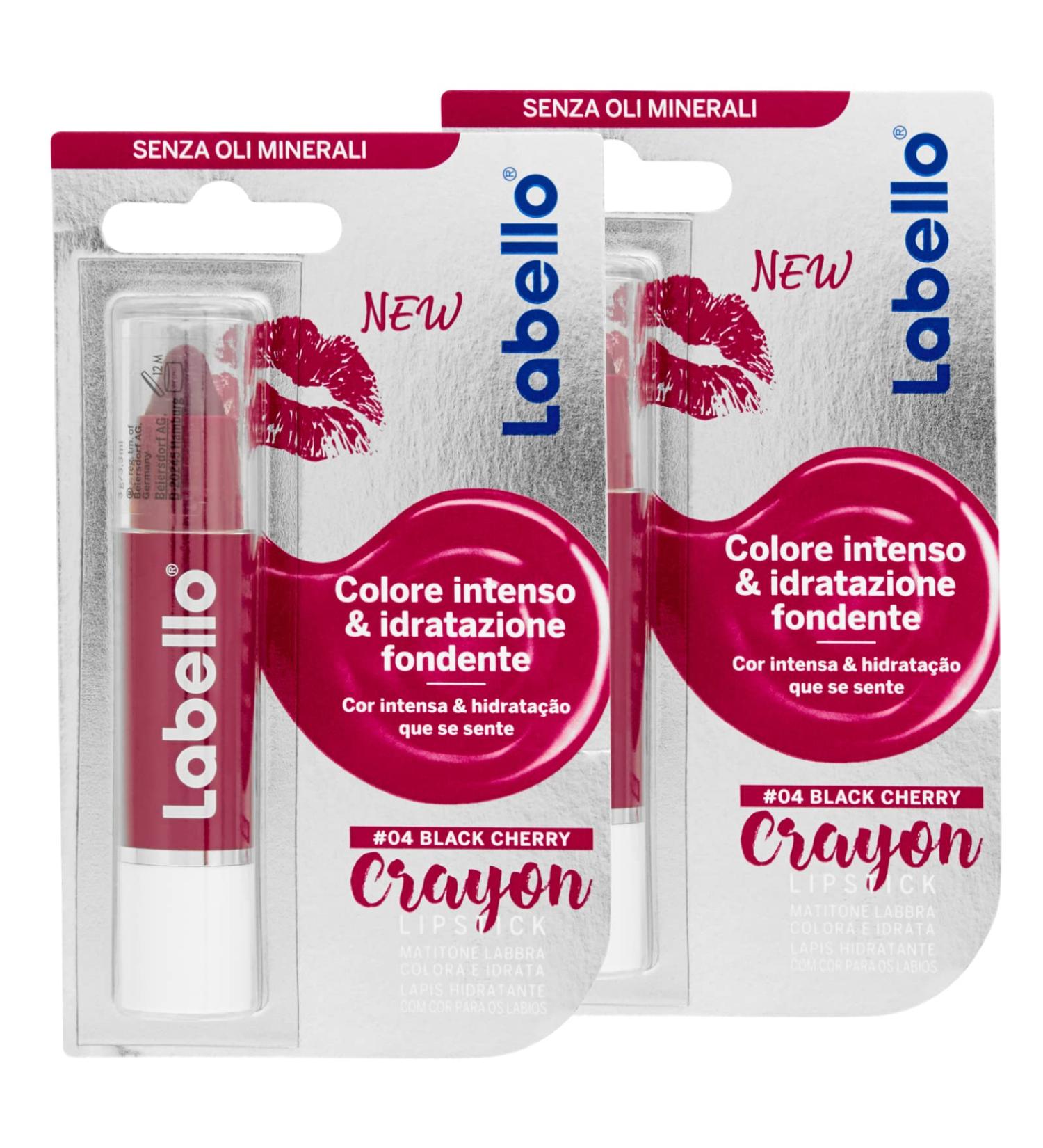  Labello Labello Lipstick Crayon Black Cherry Color Butter Lip Crayon with Enriched Formula of Natural Oils Moisturizing and Nourishing - 2 Sticks - Buy Online on GoSupps.com