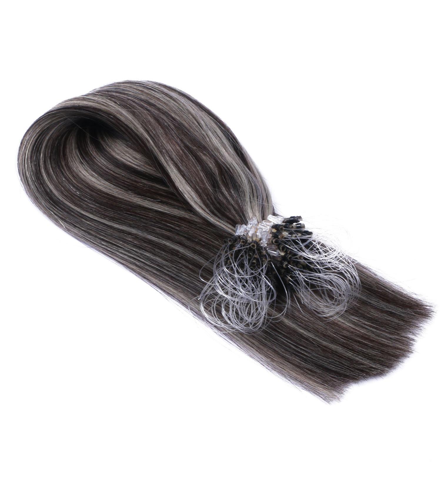 Buy Micro-Ring Hair Extensions 60cm | 100% Remy Real Hair | Easy to Use | 50 Strands (#1b/Gray) - International Shipping - Buy Online on GoSupps.com