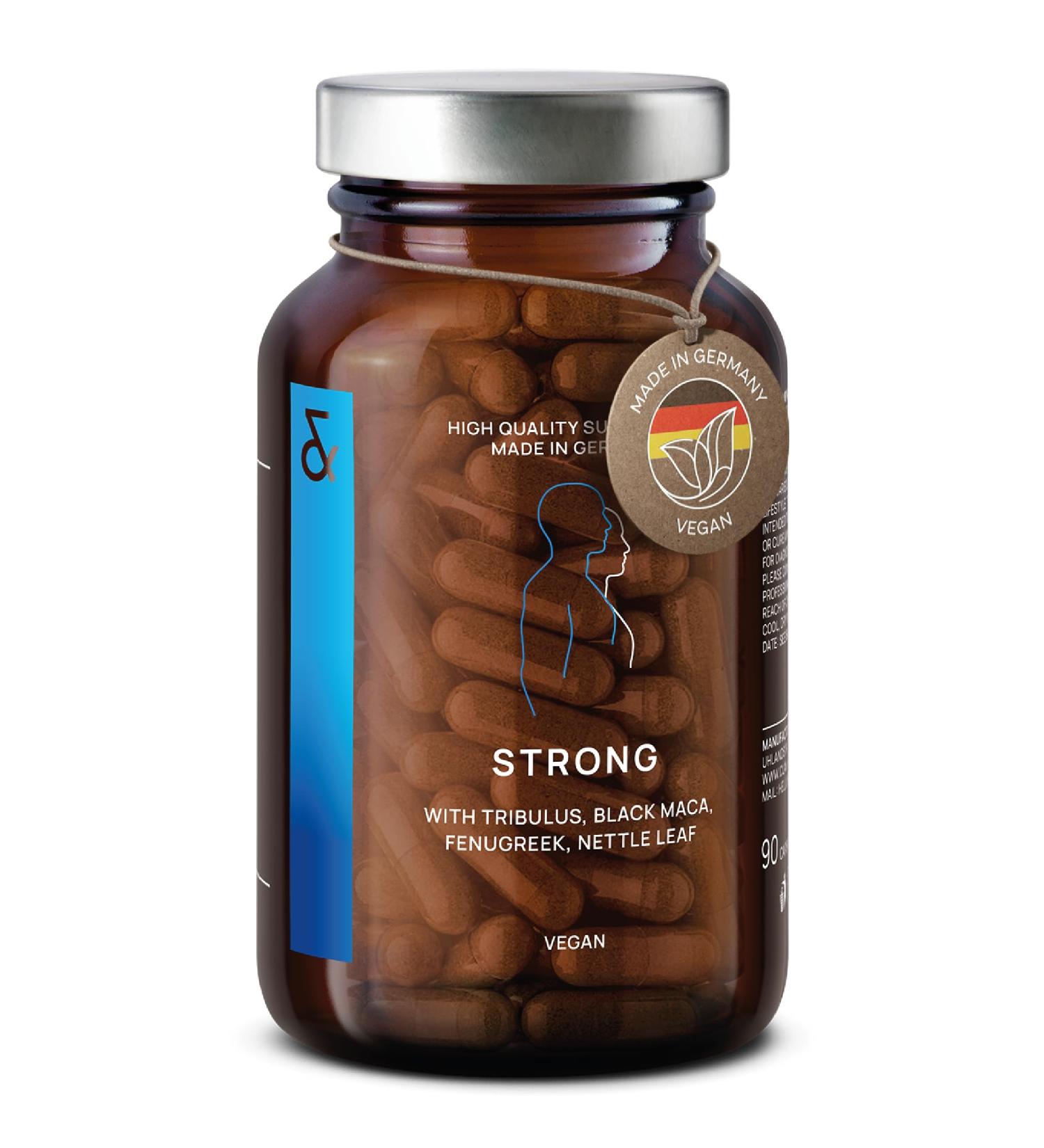 STRONG - Complex Black Maca with Tribulus Terrestris Codyceps Sinensis L-Arginine Black Garlic Fenugreek Ginseng Zinc & Selenium - 90 Capsules - Testosterone Man Booster - Buy Online on GoSupps.com