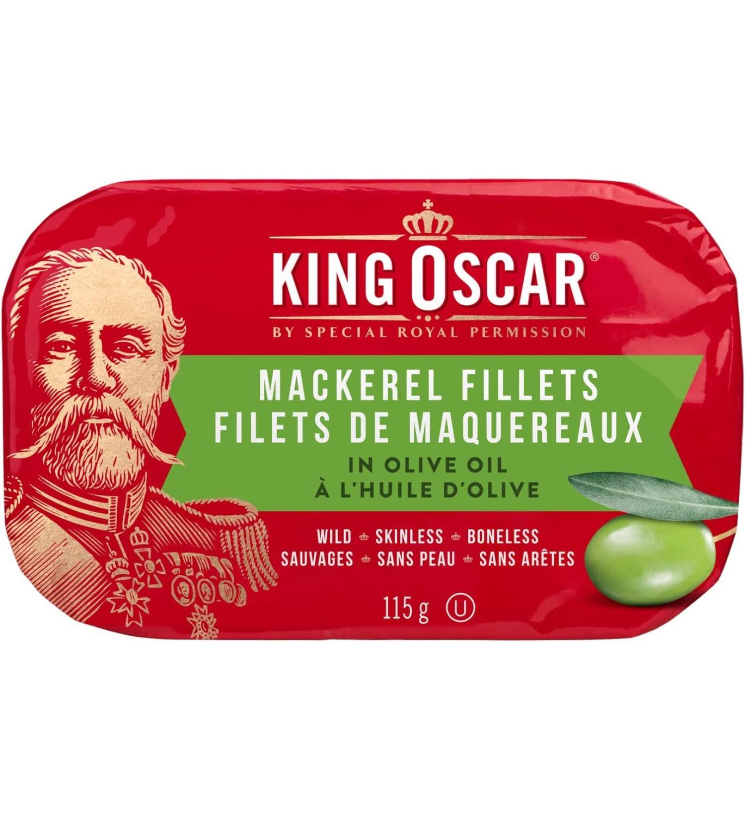 King Oscar Skinless & Boneless Mackerel Fillets in Olive Oil 115 Gram Cans (Pack of 12) Mackerel Fillets Olive Oil 1.38 kg (Pack of 1) - Buy Online on GoSupps.com