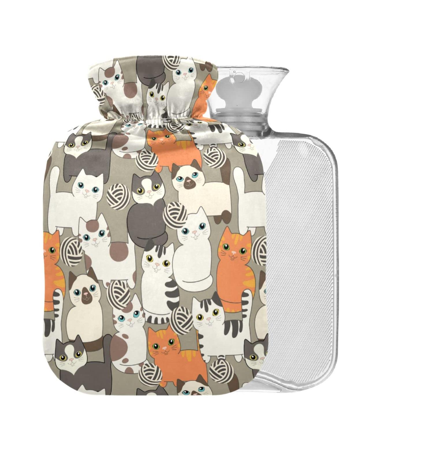 Funny Cartoon Cat Heat Bottle | 1L BPA-Free | Pain Relief & Hot/Cold Therapy | Small Warm Pad for Back Pain - Buy Online on GoSupps.com