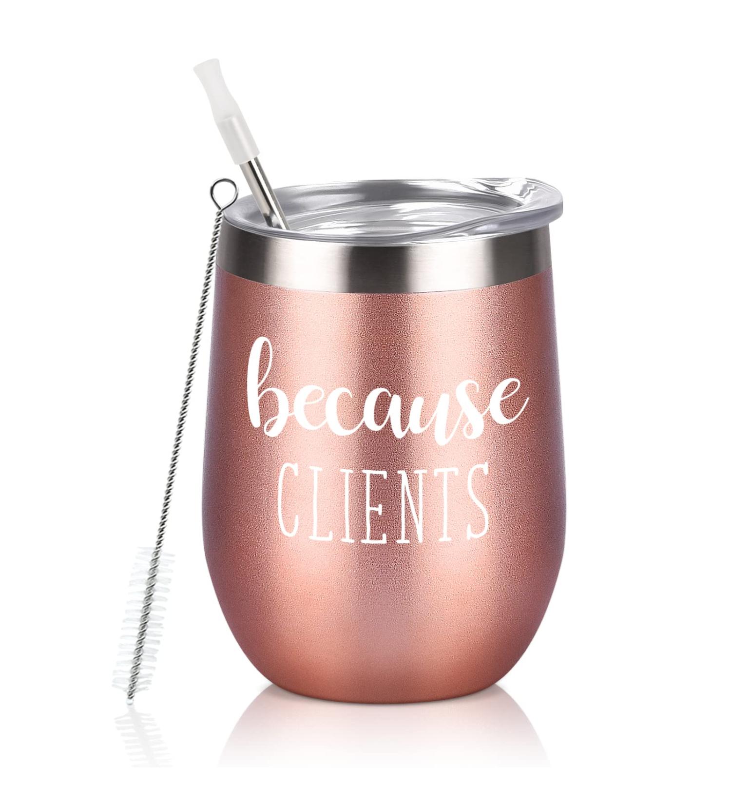 GTmileo Clients Gifts: Stainless Steel Insulated Wine Tumbler - Perfect Christmas & Birthday Gifts for Coworkers, Social Workers, Hairdressers, Lawyers, Realtors - 12oz Rose Gold - Buy Online on GoSupps.com