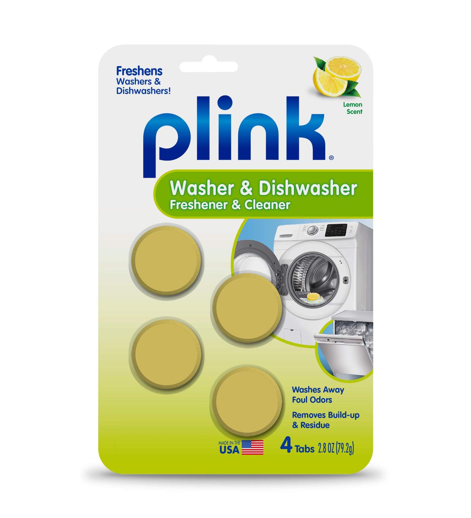 Plink-9024 Summit Brands Washer and Dishwasher Freshener Cleaner, 4 Tabs, 4-Count, Yellow, 4 Piece