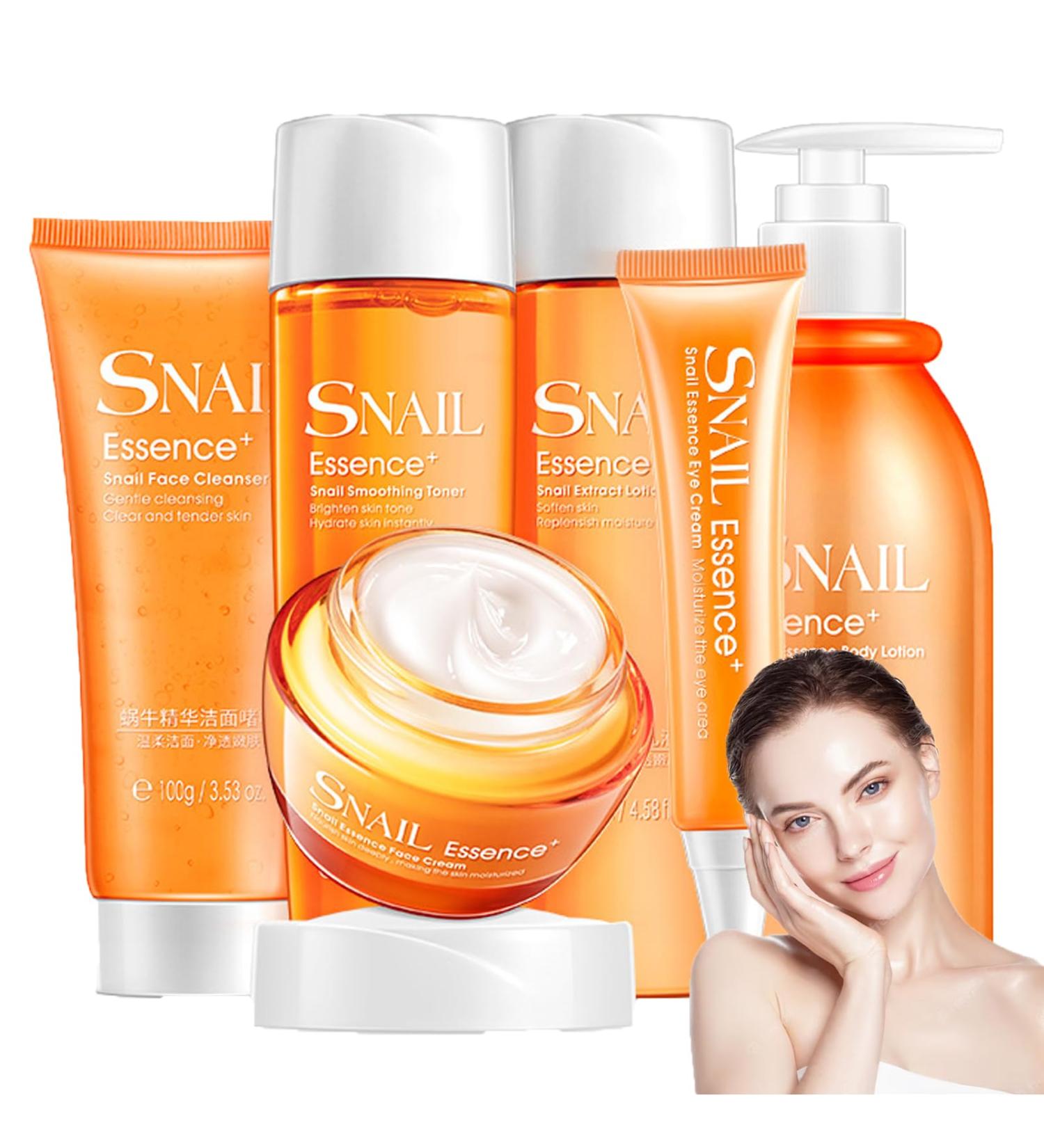 Snail Skincare Set for Women Anti Aging Skin Care Sets Firming Face Cream & Face Toner & Eye Cream & Body Lotion & Face Cleanser High Strengthen Tightening Aging Skin All Day Hydrating Body Skin - Buy Online on GoSupps.com