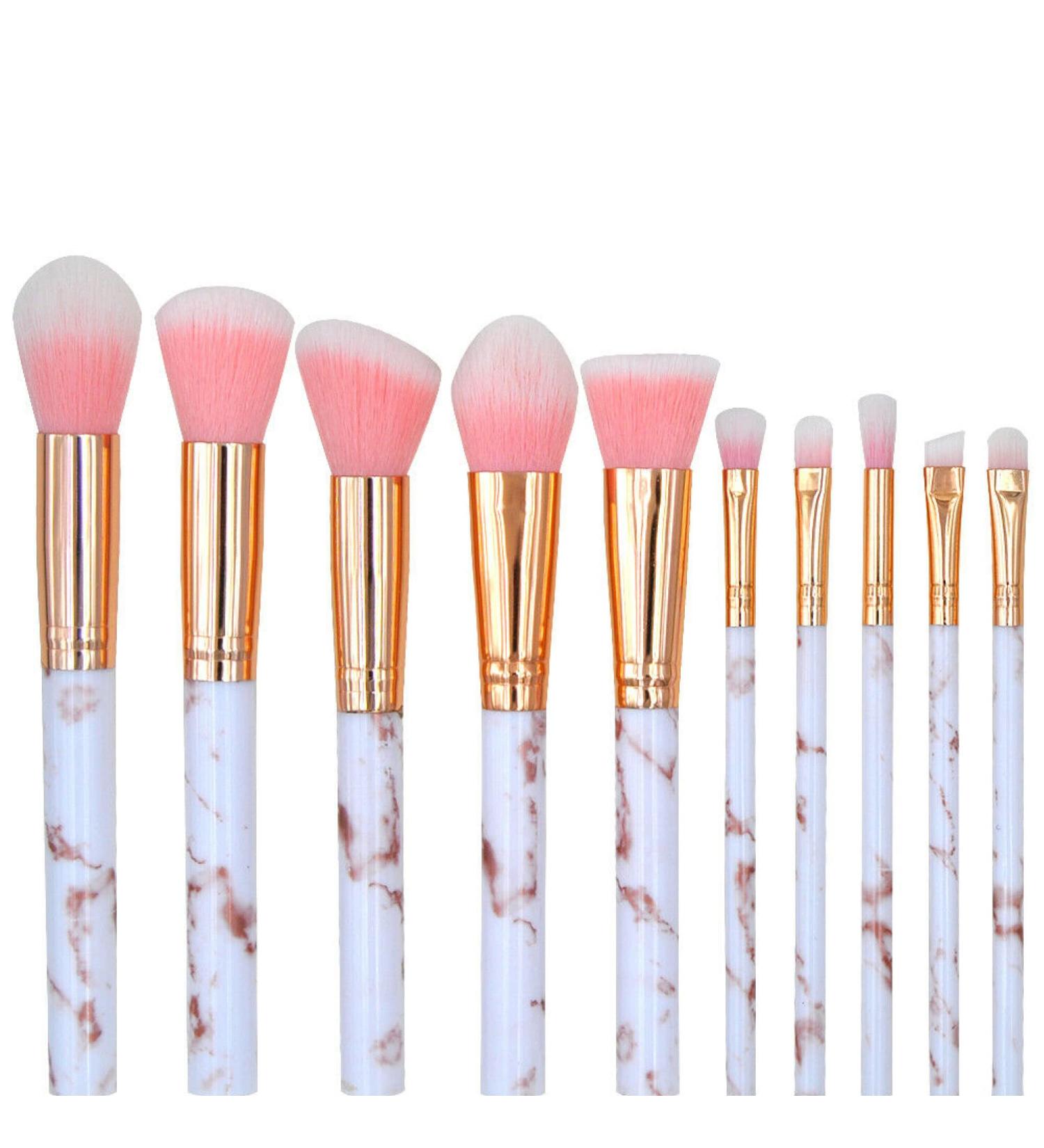 10-Piece Pink Kabuki Makeup Brush Set - Synthetic Eyeshadow Primer Powder Blush & Contour Brushes for Flawless Application | International Shipping - Buy Online on GoSupps.com