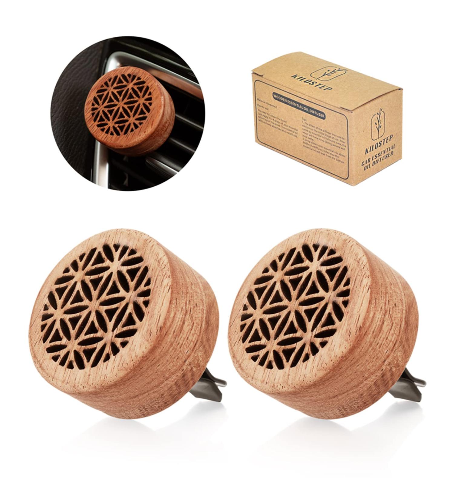 2 PCS Wood Car Aromatherapy Diffuser with Vent Clip | Essential Oil Car Diffuser - Buy Online on GoSupps.com