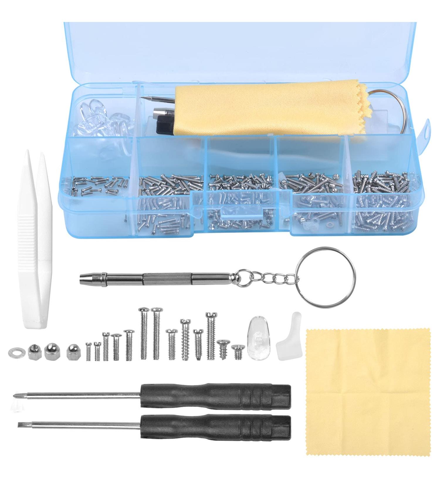 500-Piece Glasses Repair Kit | Mini Screwdriver Nose Pads & Tools for Glasses Sunglasses & Jewelry - Buy Online on GoSupps.com