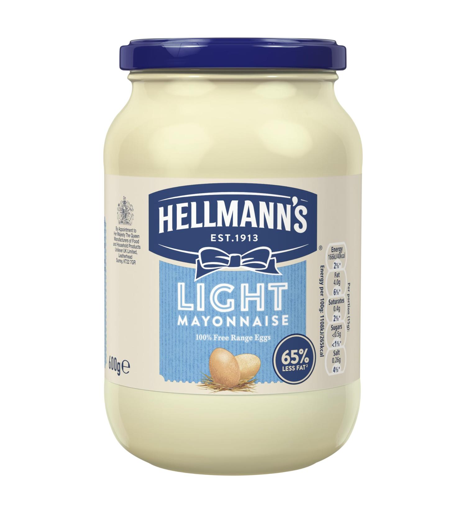 Hellmann's Light Mayonnaise 600g - Made with 100% Free-Range Eggs - 65% Less Fat - Pack of 1 - Buy Online on GoSupps.com