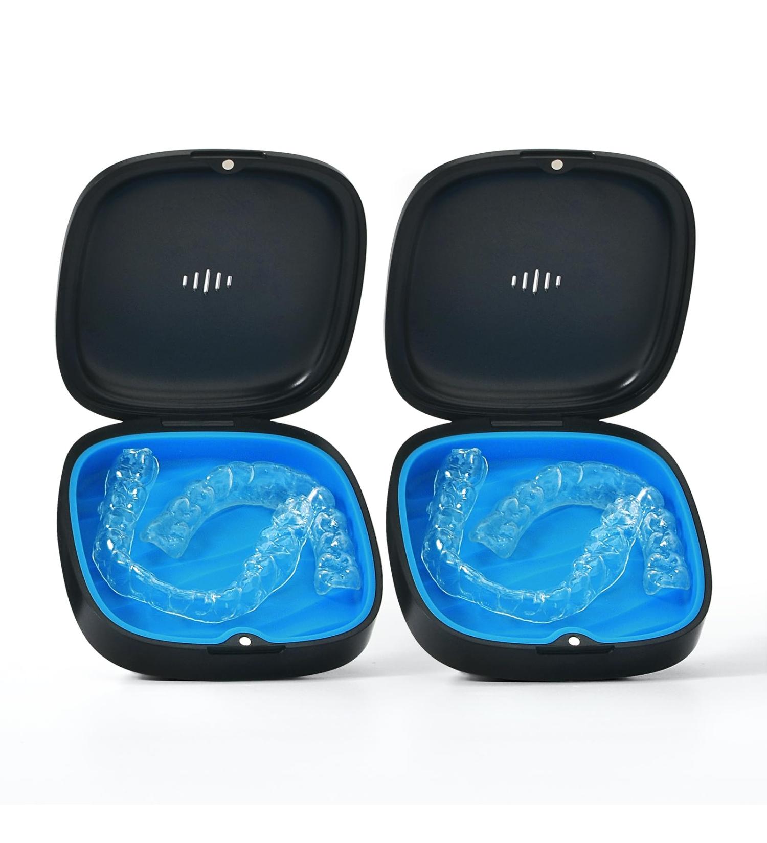 Gaboolo 2 Pack Retainer Case Slim Aligner Case with Vent Holes Removable Inner Tray Silicone for Easy Cleaning (2Pack Black Blue) - Buy Online on GoSupps.com