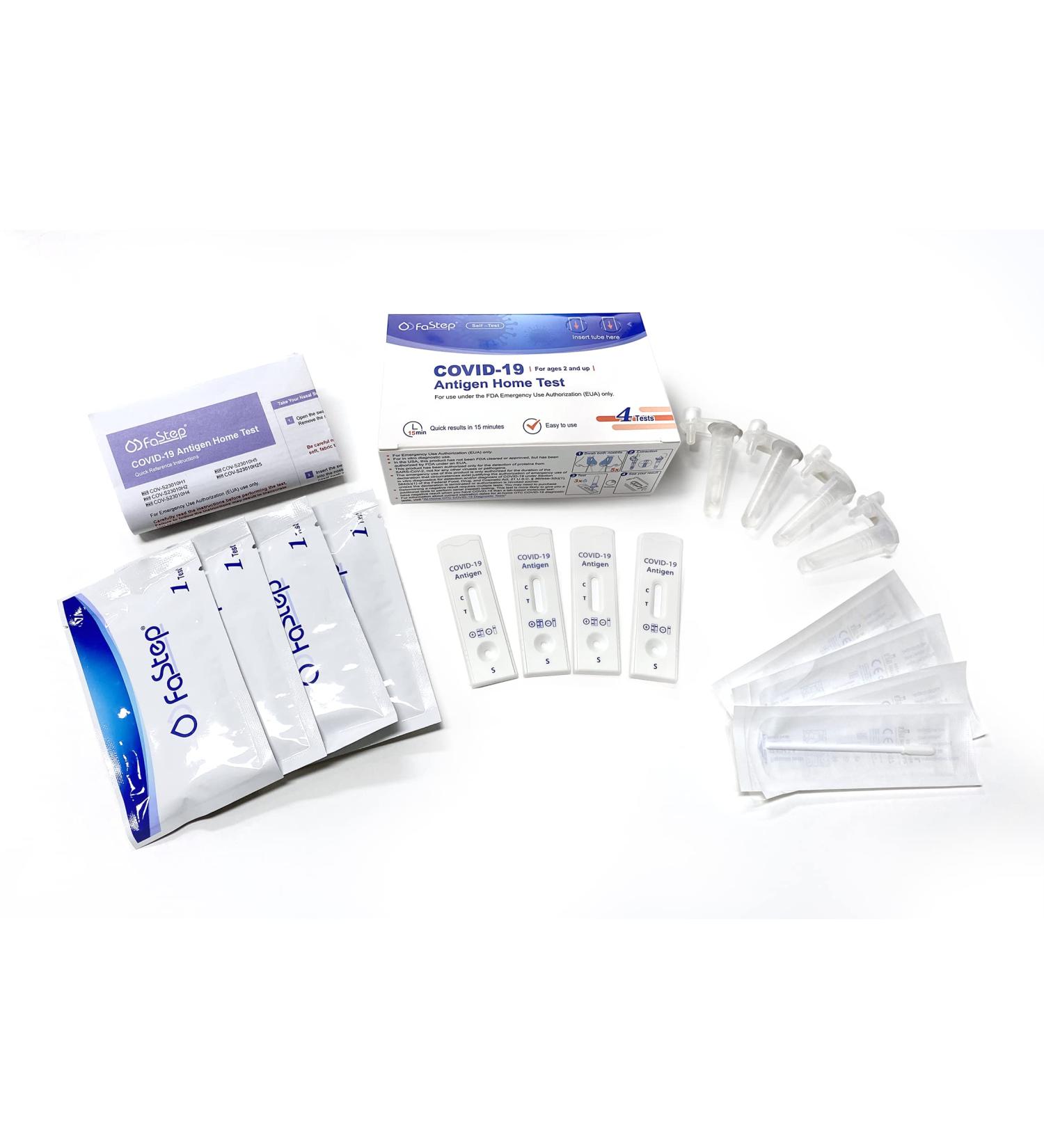 FaStep Rapid COVID-19 Antigen Home Test - 1 Pack (4 Tests) | Results in 15 Minutes - Buy Online on GoSupps.com