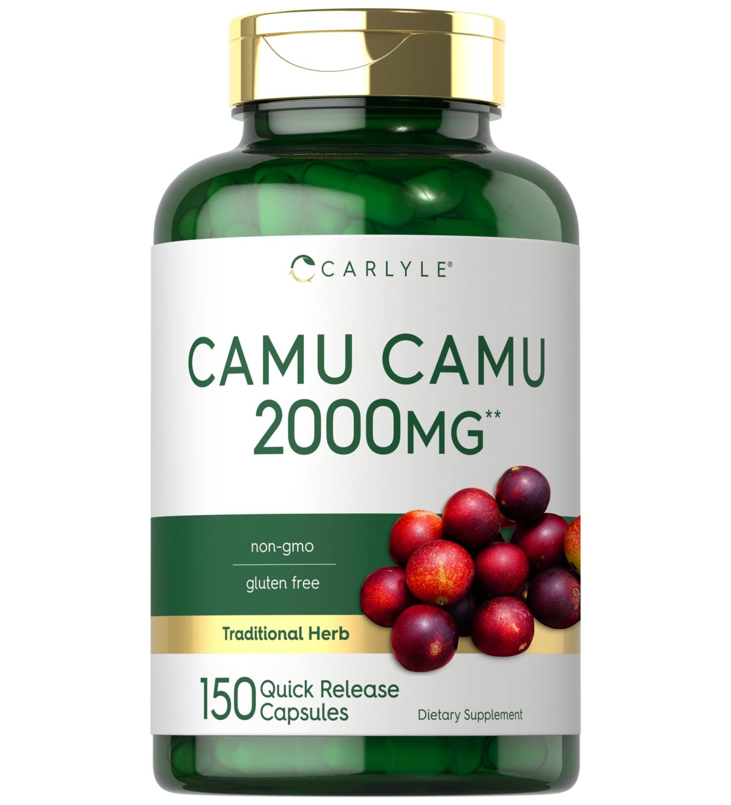 Carlyle Camu Camu with Vitamin C | 150 Capsules | Herb Extract Supplement | Myrciaria Dubia | Non-GMO and Gluten Free - Buy Online on GoSupps.com