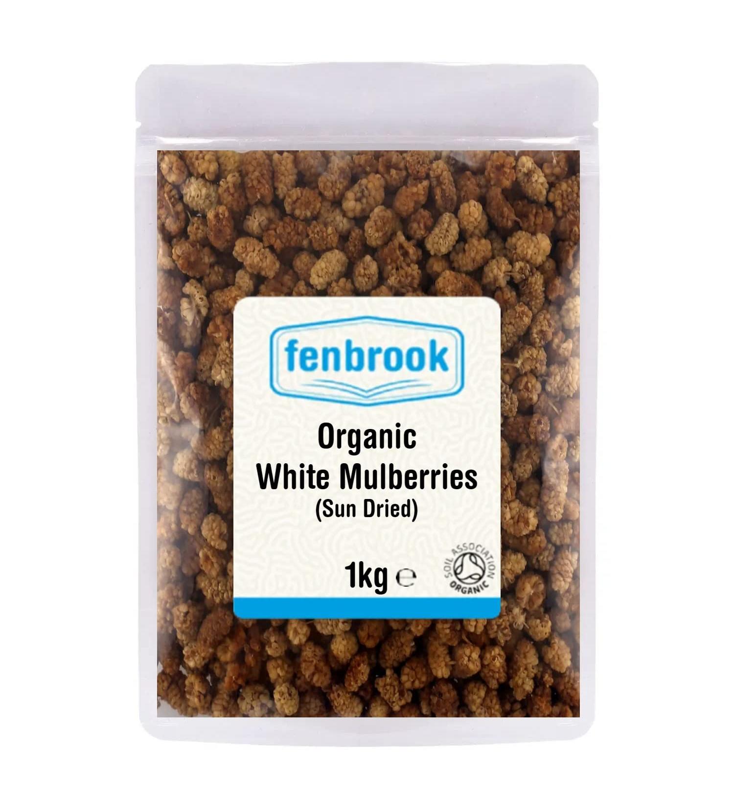 Organic White Mulberries 1kg | Certified Organic by Fenbrook Organic - Buy Online on GoSupps.com