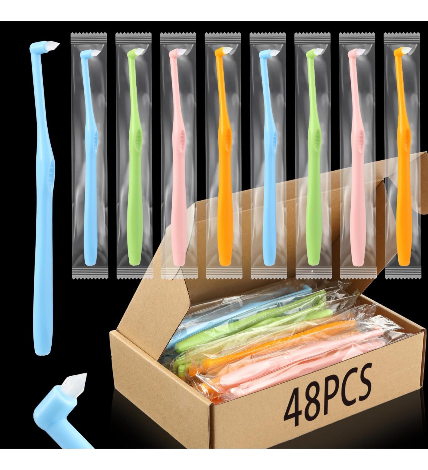 Wonyoing Soft Toothbrush Precise Cleaning for Wisdom Teeth & Implants | Small Head 48 Pack (Yellow Blue Pink Orange) - Ideal for Hard-to-Reach Areas - Buy Online on GoSupps.com