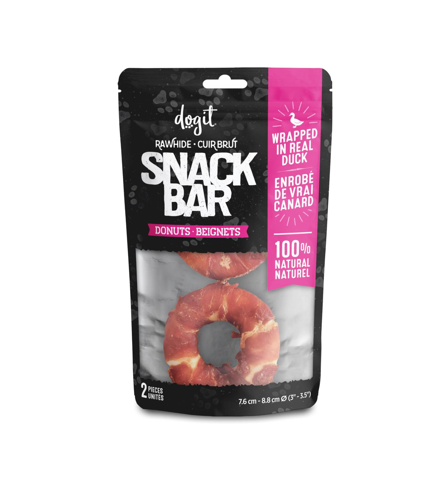 Dogit Snack Bar Rawhide Duck-Wrapped Donuts 2 pcs Dog Treats for Large Dogs Dog Chews Friandise Pour Chien Rawhide Dog Chews Gaterie Pour Chien - Buy Online on GoSupps.com