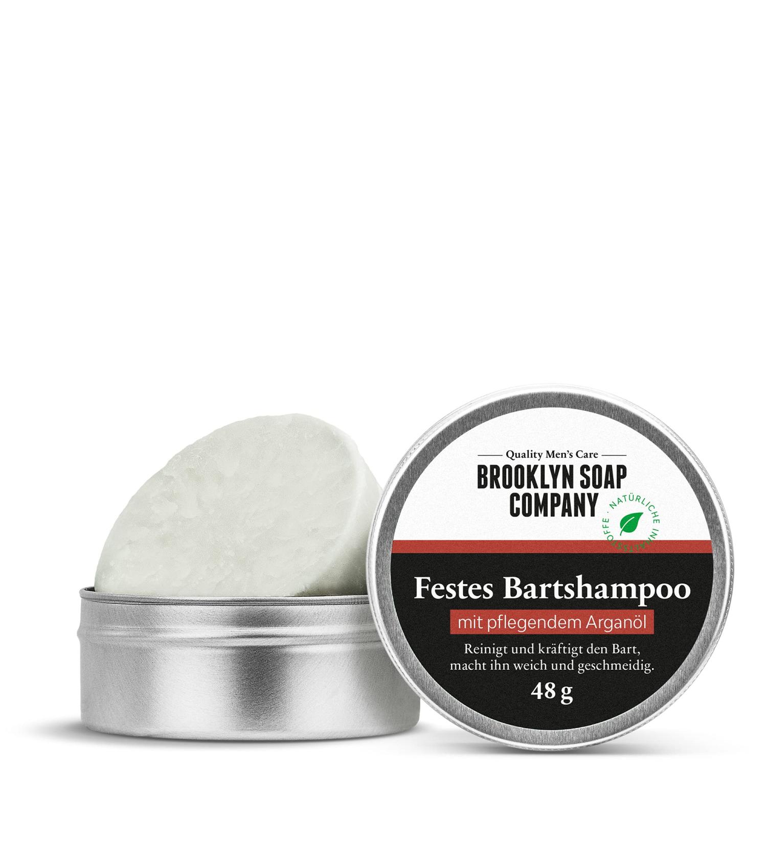 Solid Beard Shampoo | Brooklyn Soap Company | Eco-Friendly Beard Care for Men | 0% Plastic 100% Recyclable Packaging - 48g - Buy Online on GoSupps.com