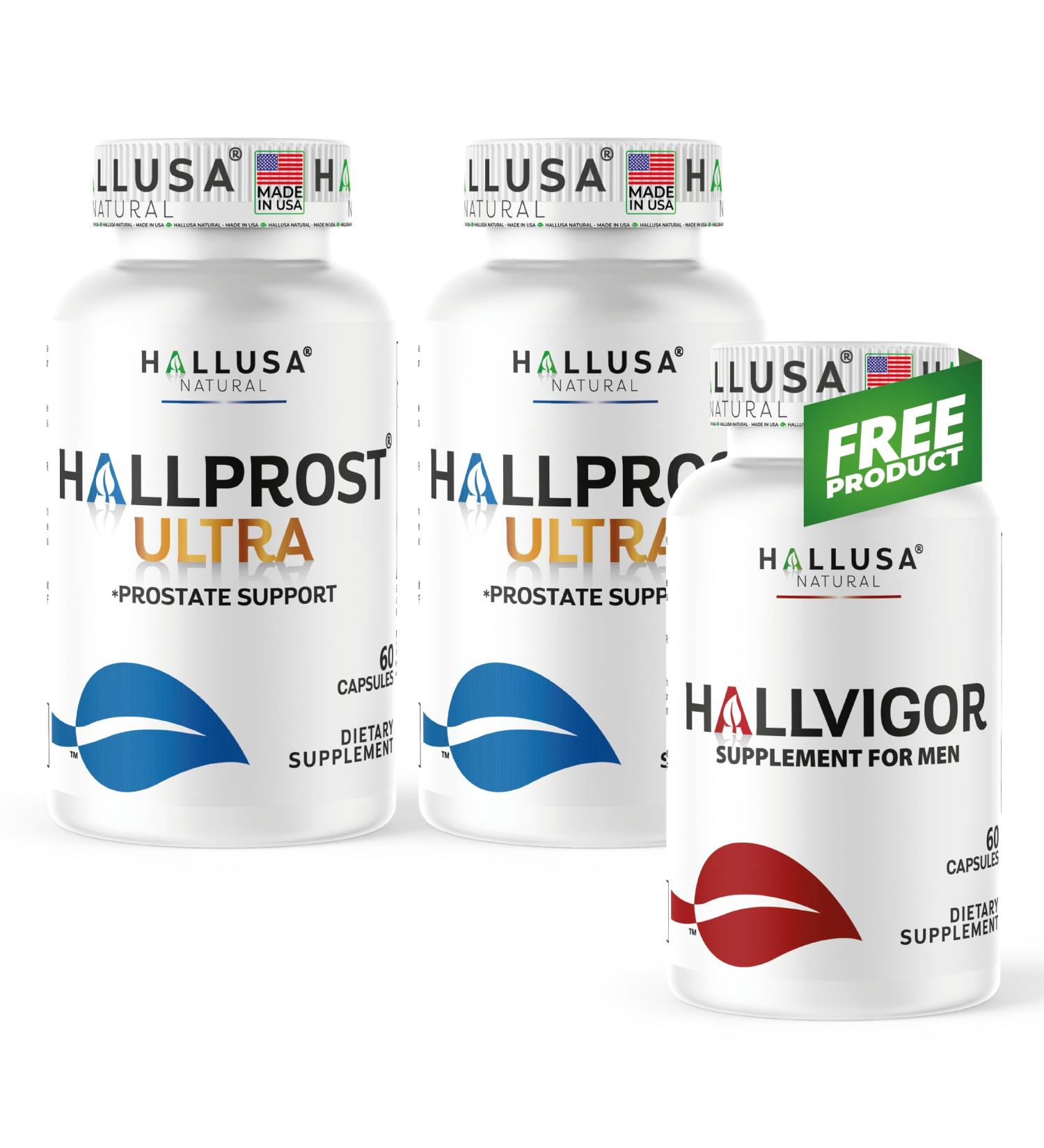 Hallprost Ultra - Prostate Health Supplement + Free Hallvigor (Korean Ginseng) | DHT Blocker Urinary Tract Bladder Support Frequent Urination | Saw Palmetto Lycopene Pygeum Pumpkin Seed | 120 ct - Buy Online on GoSupps.com