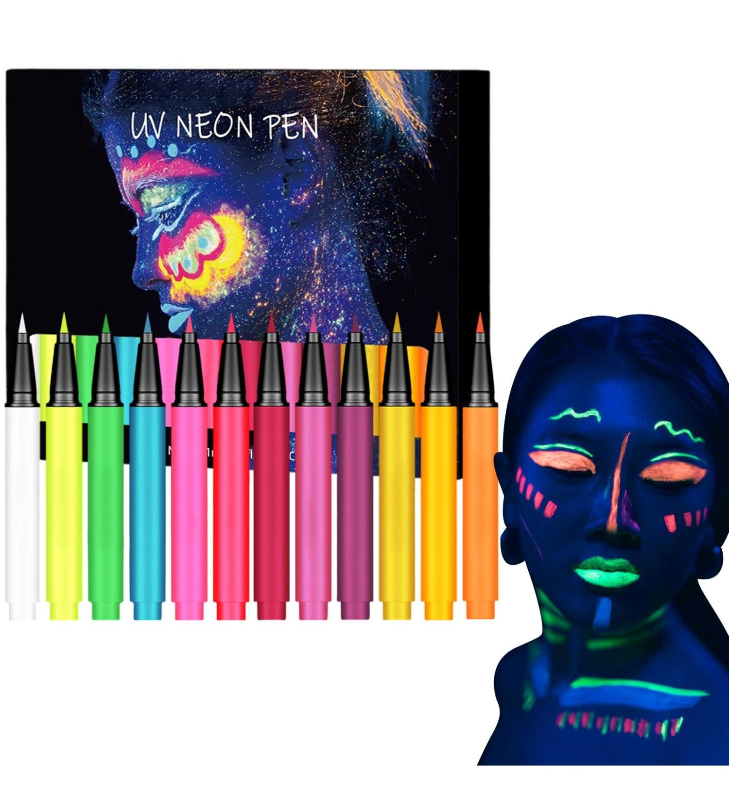 Glow In The Dark Eye Liner - 12 Colors Glow Matte Liquid Eye Liner Set - Waterproof Smudge-Proof Body Face Paint Makeup For Christmas - Buy Online on GoSupps.com