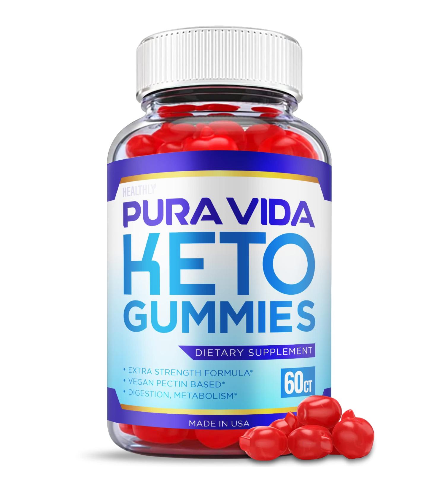 Pura Vida Keto Gummies with ACV, Vitamin B12 & Beet Root Juice - 60 Gummies - Buy Online on GoSupps.com