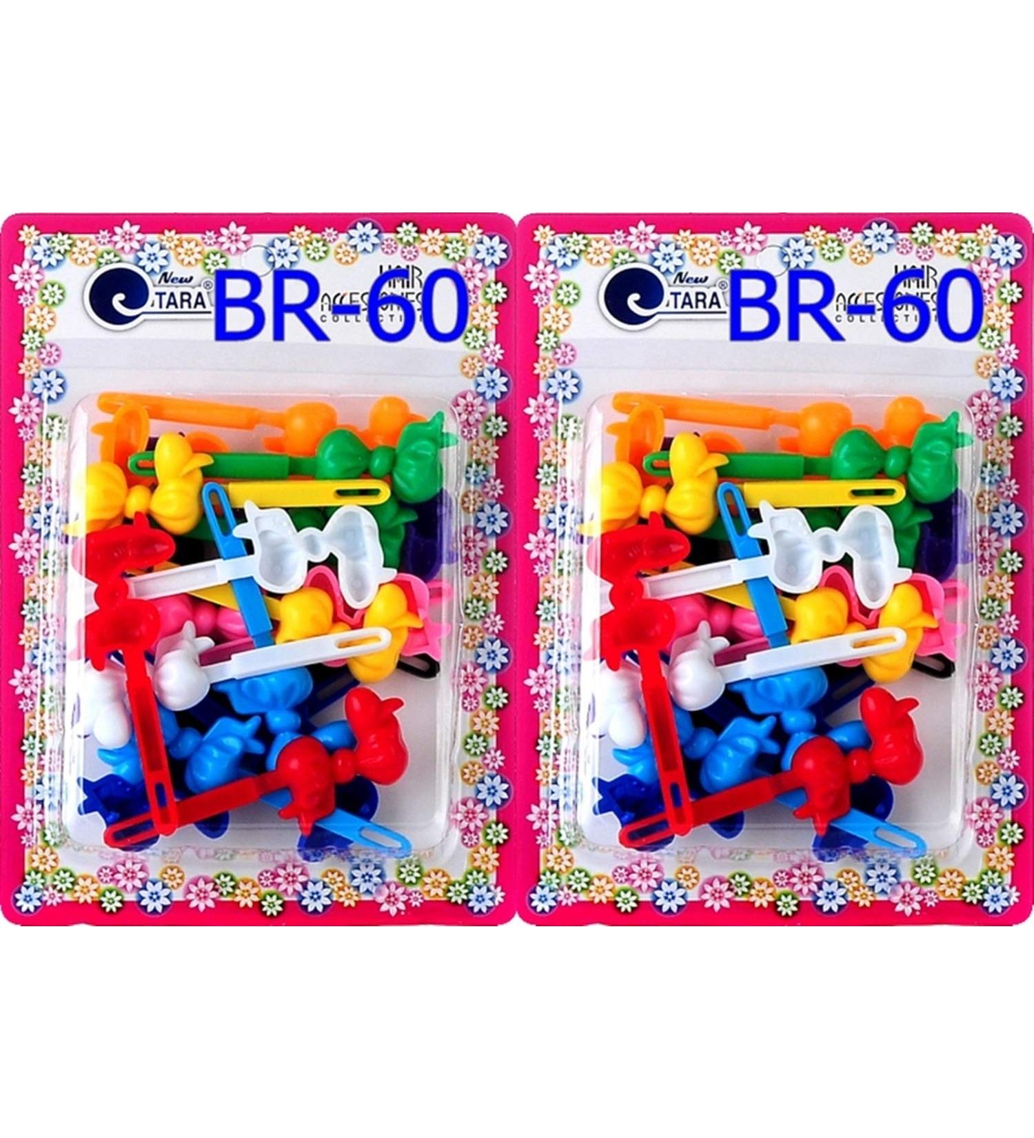 Tara Girls Self Hinge Multi Design Plastic Bow Hair Barrettes Pack Of 2 - BR60 - Buy Online on GoSupps.com
