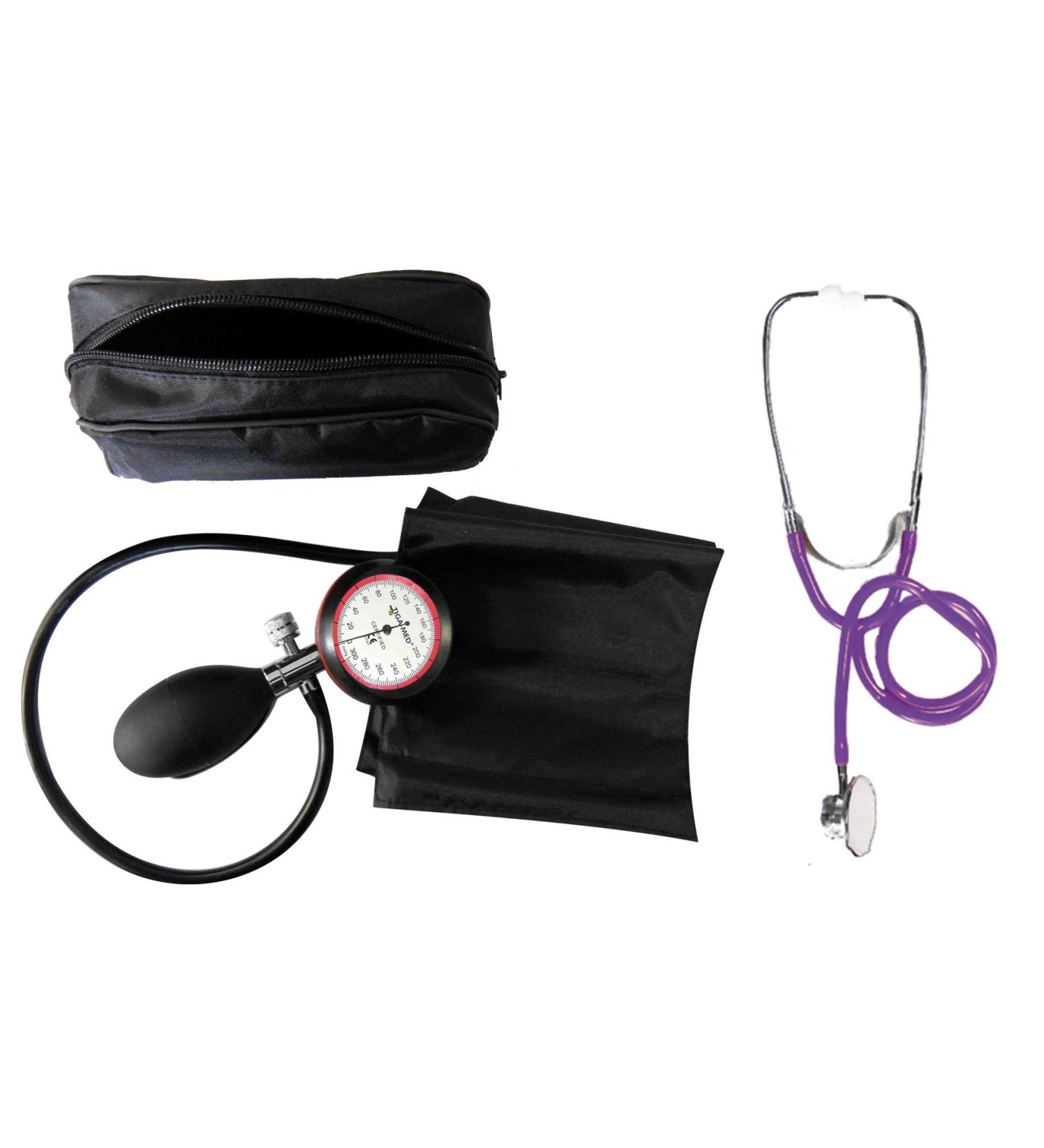 Buy Certified Clinic Quality Blood Pressure Meter & Double Head Stethoscope Set - Upper Arm 1-Hose Violet | International Shipping Available - Buy Online on GoSupps.com