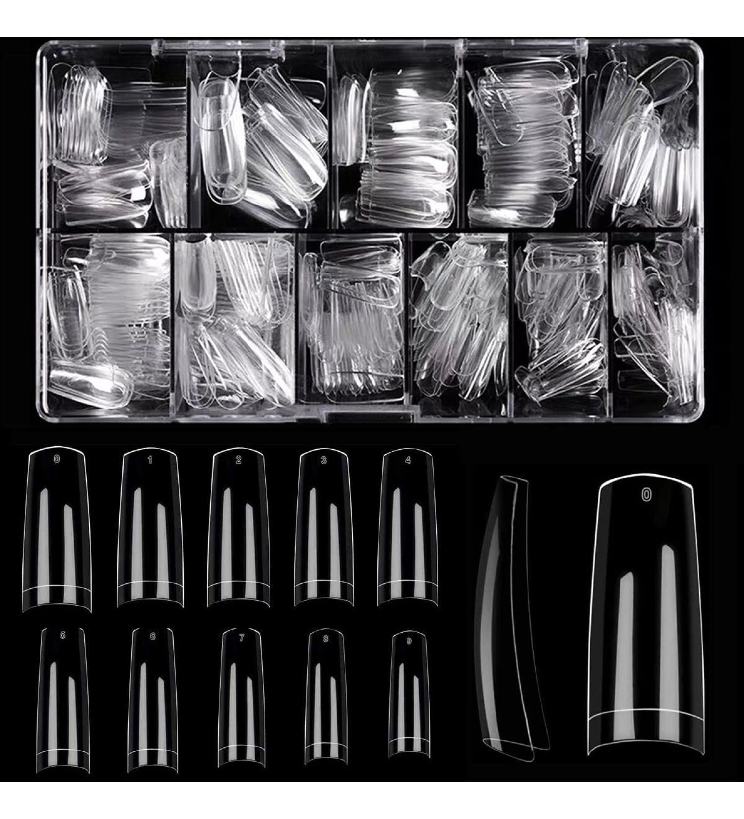 500 Pieces Artificial Nail Tips - Complete Cover French Form Nails in 10 Sizes for Women | Transparent Fake Nails for Salons & DIY - Buy Online on GoSupps.com