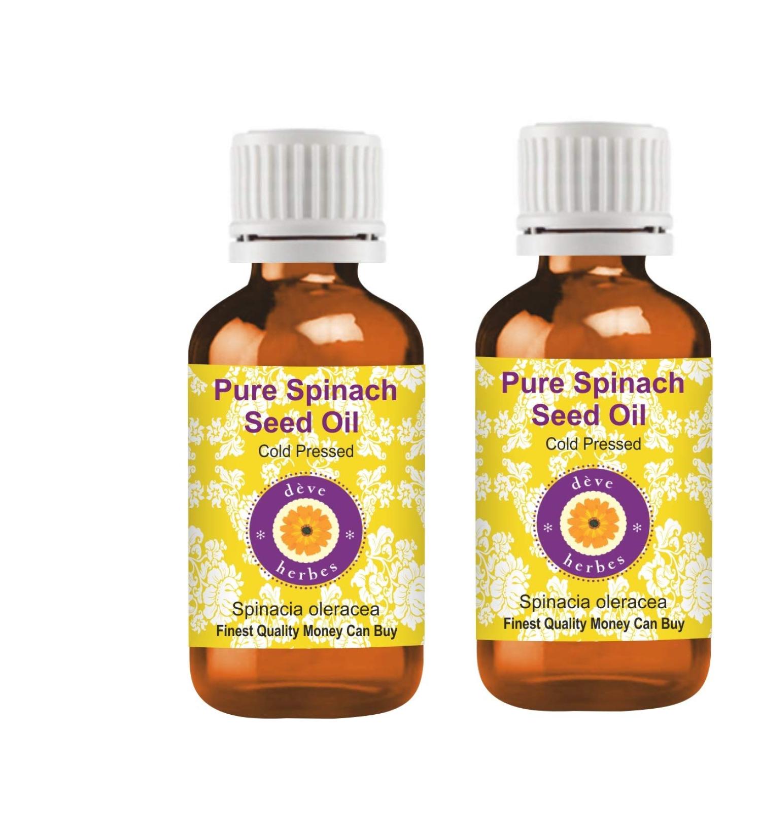 Deve Herbes Pure Spinach Seed Oil Spinacia oleracea 100 Natural Therapeutic Grade Cold Pressed Pack of Two 2 x 100 ml - Buy Online on GoSupps.com