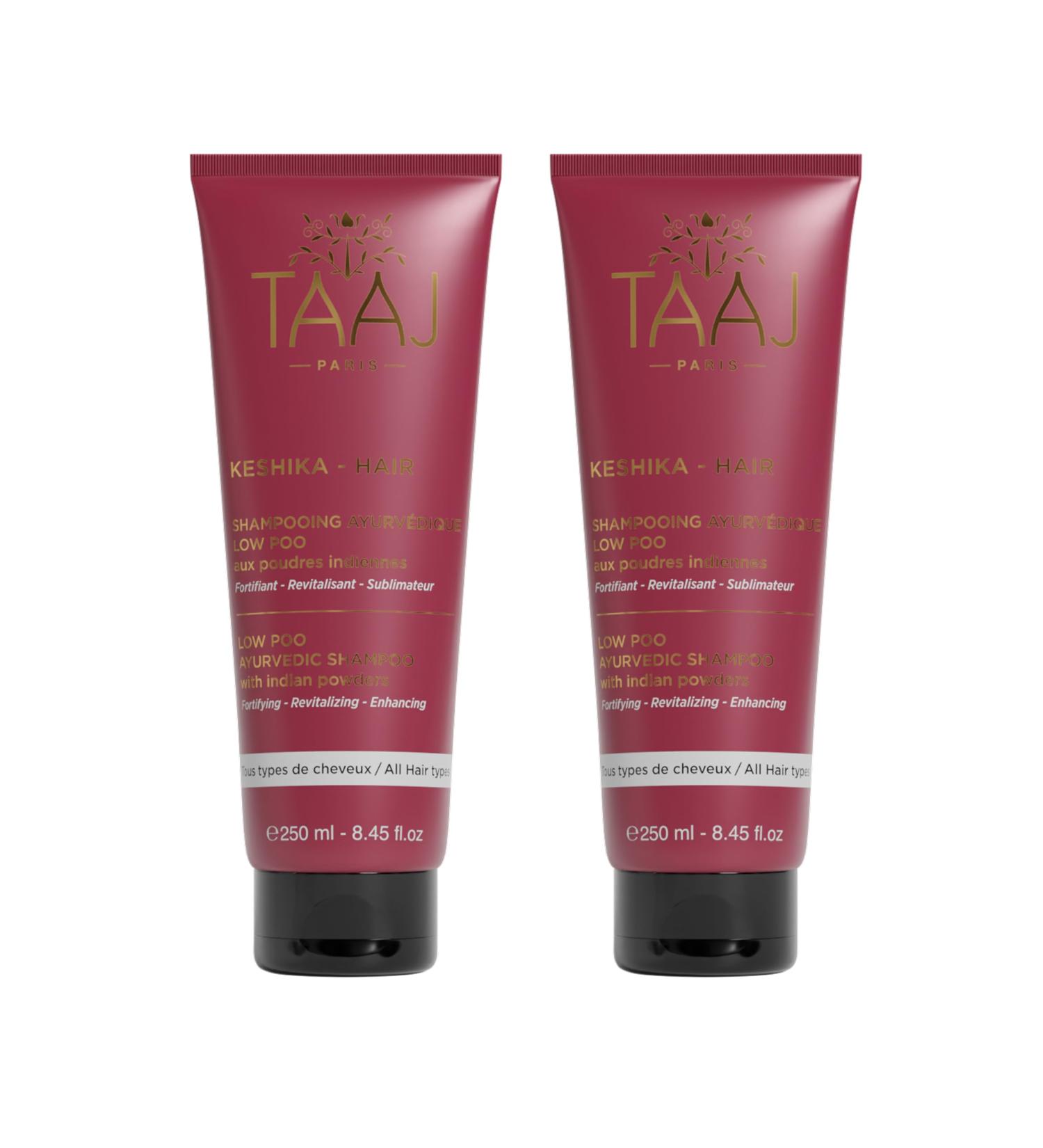  TAAJ TAAJ | Loo Pow Ayurvedic Shampoo - KESHIKA | Fortifying revitalizing & beautifying | Ayurvedic powders with cleansing & beautifying properties | Soft & silky hair | Vegan | Pack of 2 x 250 ml - Buy Online on GoSupps.com